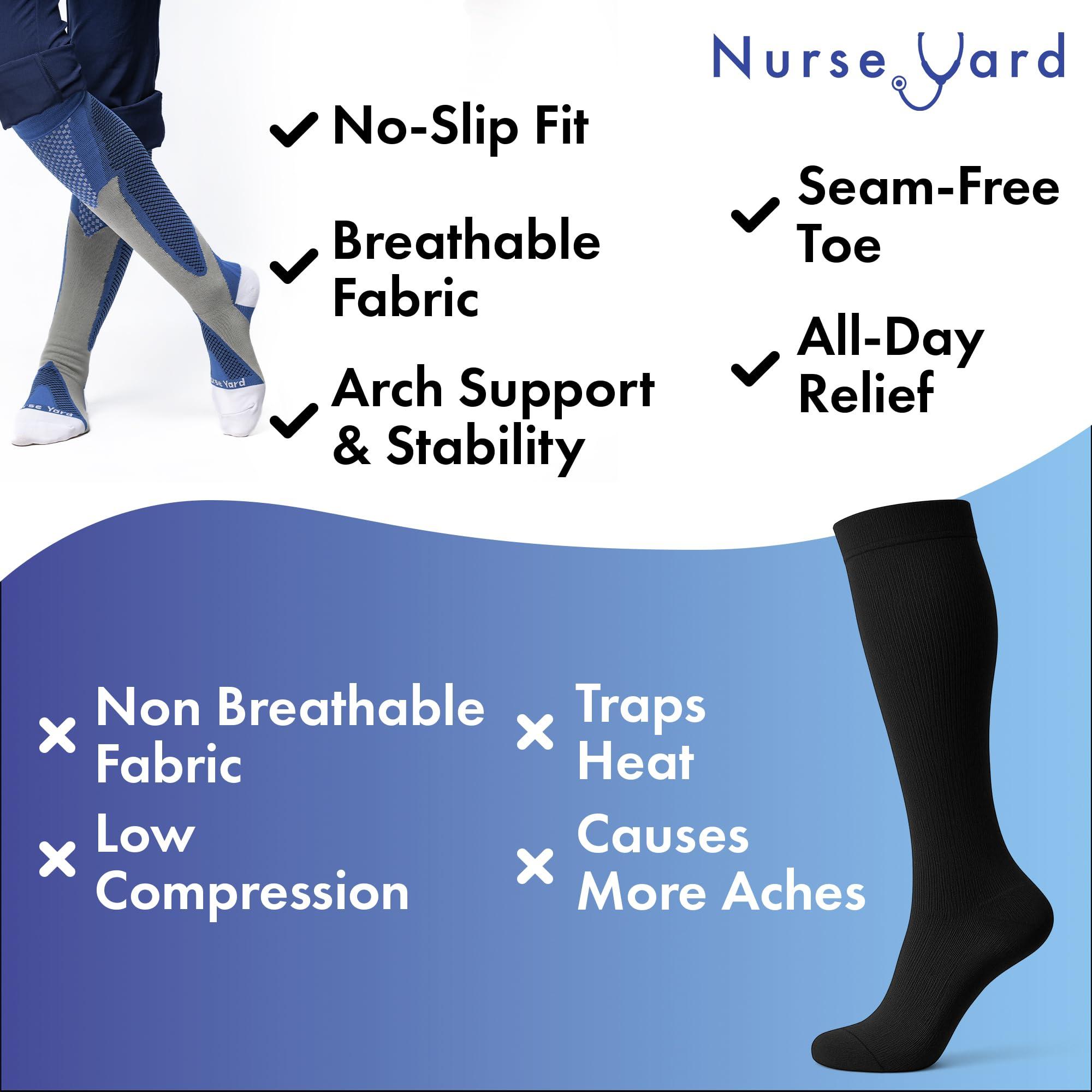Nurse Yard Nurse Yard Compression Socks for Nurses - Women & Men - 20-30mmHg Graduated Compression, Zero-Toe Compression, For Medical Staff, Nursing, Athletic Support Such As Running, Cycling, Hiking - 1 Pair