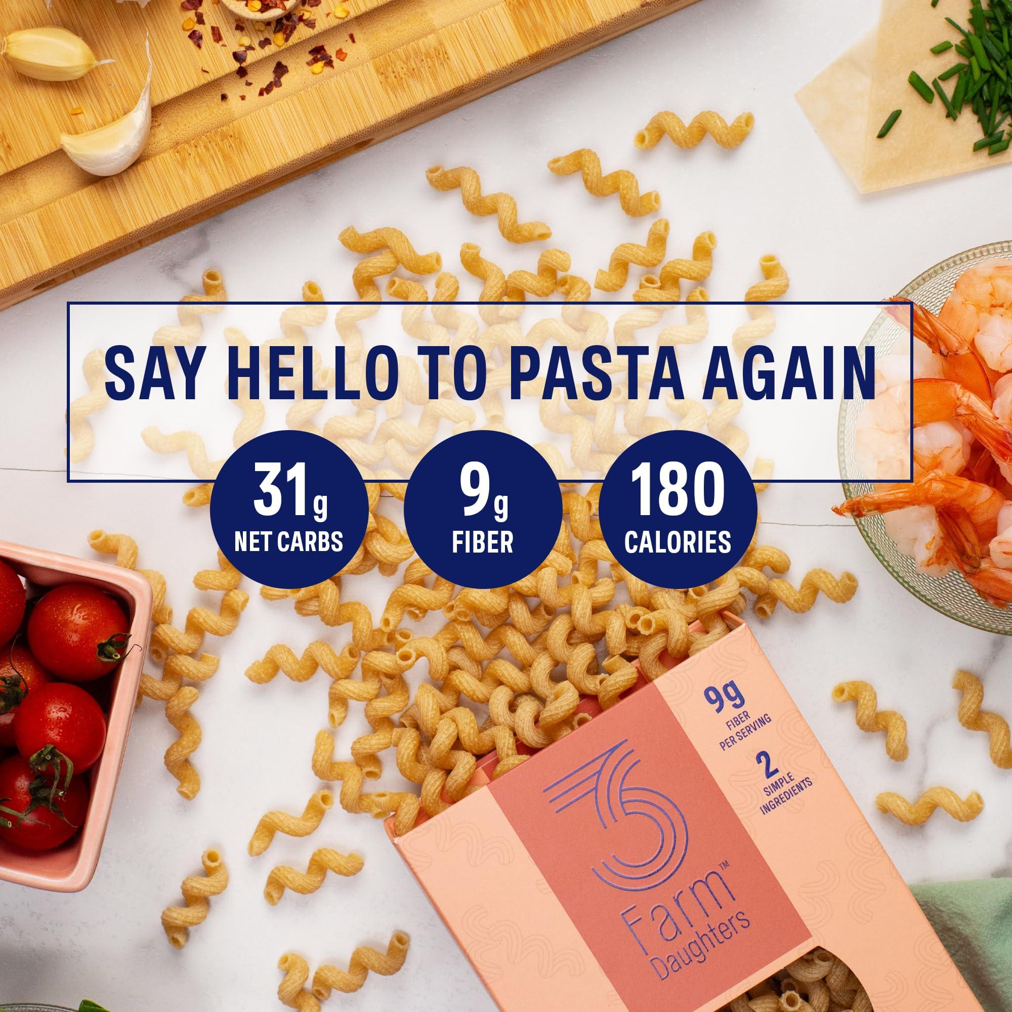 Three Farm Daughters Three Farm Daughters High Fiber Pasta Cavatappi Pack, Low GI, Non GMO Cavatappi Pasta Noodles, Low Net Carb, Made in the USA, 12 oz. (8 Pack)