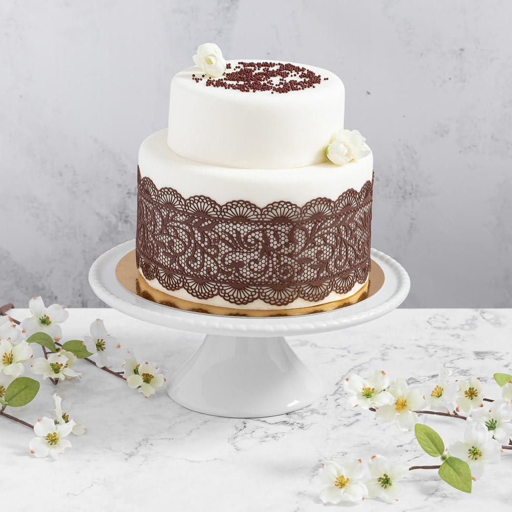 Art-Sweet Art-Sweet Ready to Use Sugar Lace for Cake Decoration - Pre-Made Cake Lace with Sprinkles - Edible Lace for Cakes (Chocolate)