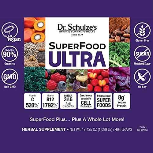 Dr. Schulze\'s Dr. Schulze\'s SuperFood Ultra | Organic Super Food Powder | Vitamin B Complex and 520% Vitamin C | May Help Boost Energy & Improve Fitness | Vegan, Non-GMO & Gluten-Free | 17.4 Oz