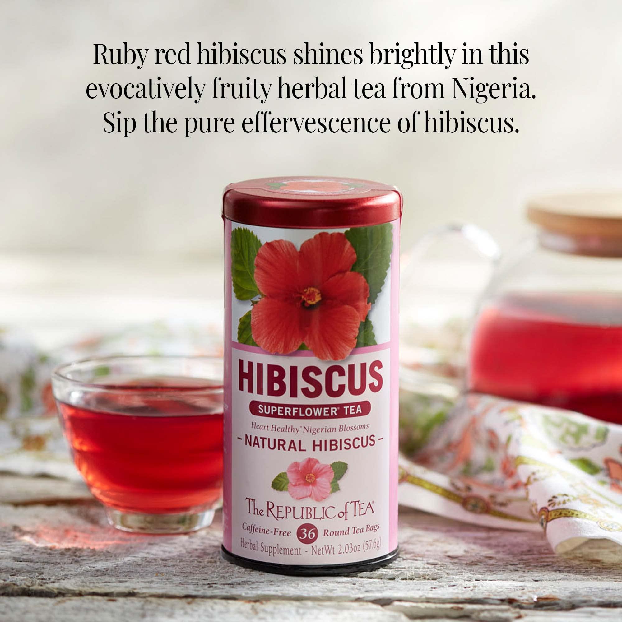 The Republic of Tea The Republic of Tea Citizens Favorite Hibiscus Herbal Teas - Natural Hibiscus and Raspberry Rose Hibiscus Tea Bundle 36 Count Tea Bags Each