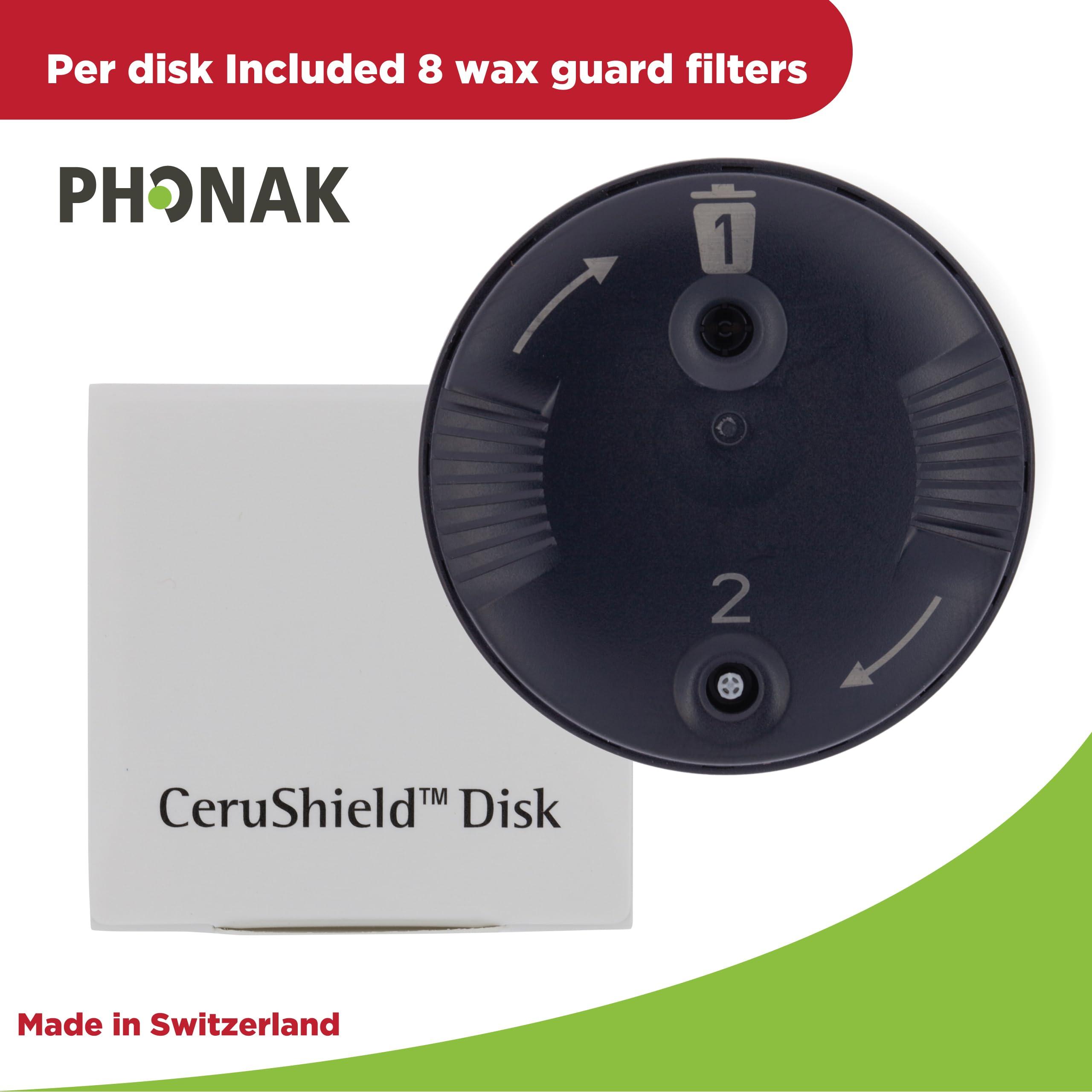 Otto Tech Genuine OEM Switzerland Wax Guards Filters, Cerushield Disk v2.0 098-0445 Accessories for Phonak Hearing Aid Audeo Marvel Paradise Lumity Hearing Aid only using SDS 4.0 receiver-2 pack/16 Filter Total