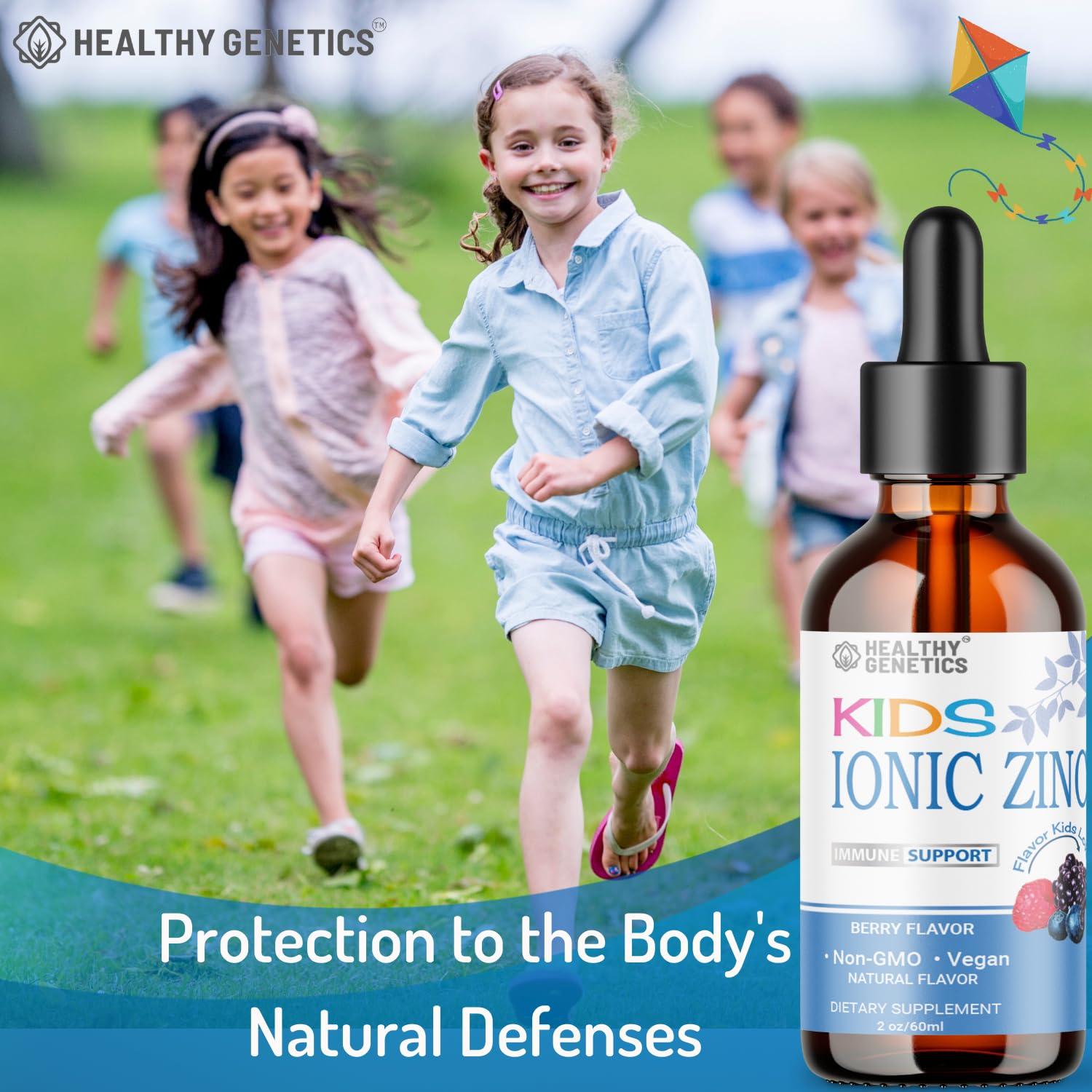 Healthy Genetics Ionic Liquid Zinc Drops for Kids | 30 Day Supply | Zinc Sulfate | Immunity, Mood, Brain Thyroid | 2 Oz