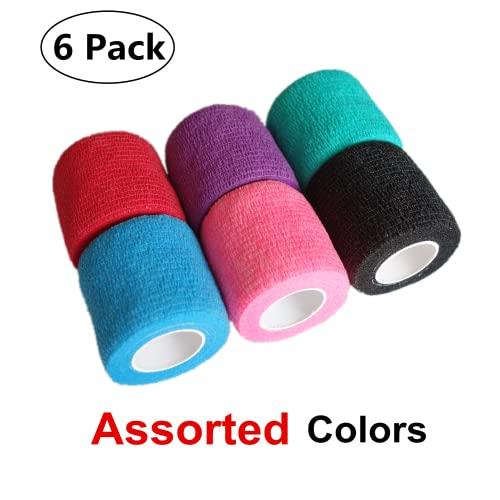 Baisunt Baisunt 6 Pack 2 Inches Cohesive Bandage Self Adhesive Wrap Elastic Self Adherent Vet Wrap Breathable Self Stick Tape for Wrist, Ankle, Sports, Tatoo Wrap(5 Yards, White)