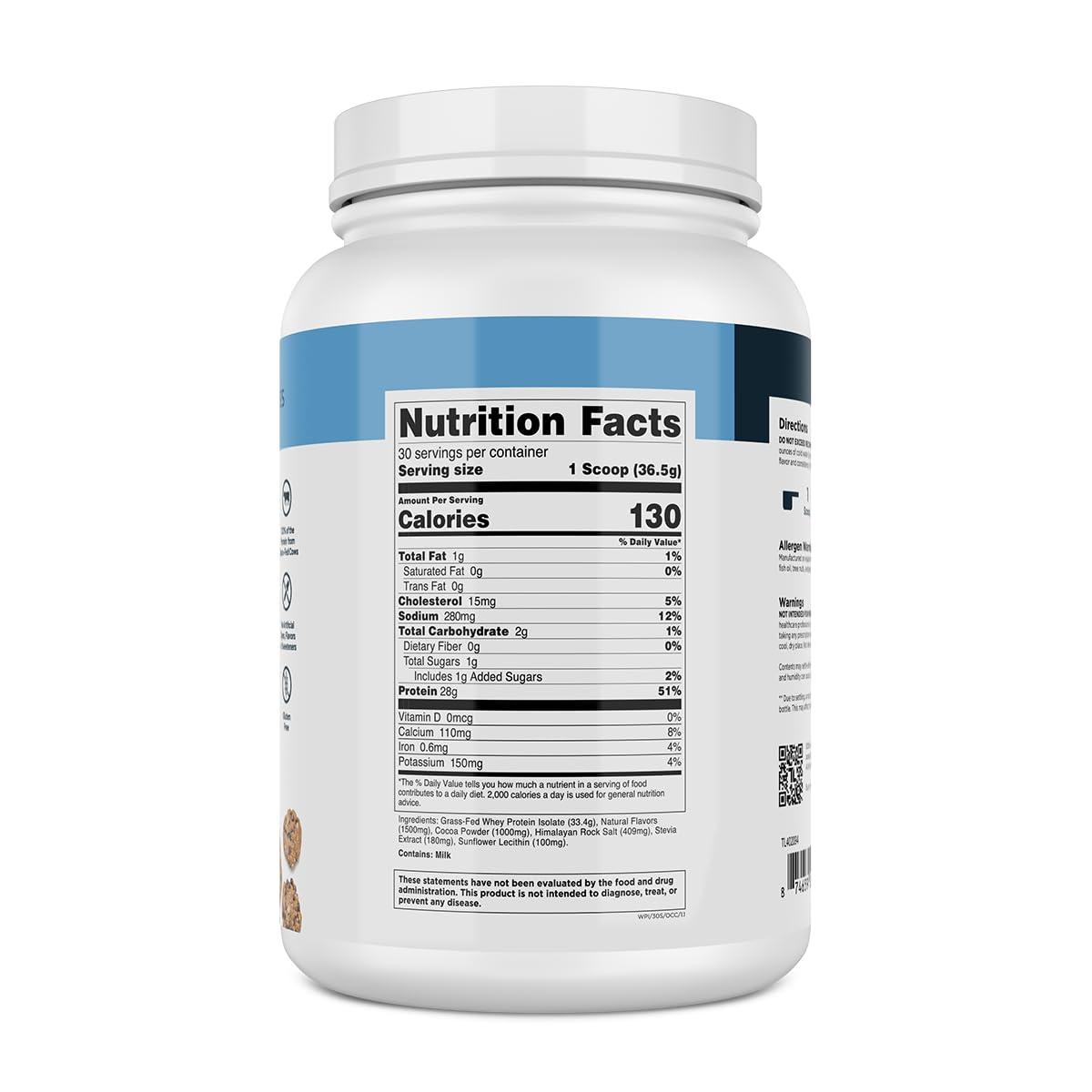 Transparent Labs Transparent Labs Grass-Fed Whey Protein Isolate - Naturally Flavored, Gluten Free Whey Protein Powder with 28g of Protein per Serving & 9 Amino Acids - 30 Servings, Oatmeal Chocolate Chip Cookie