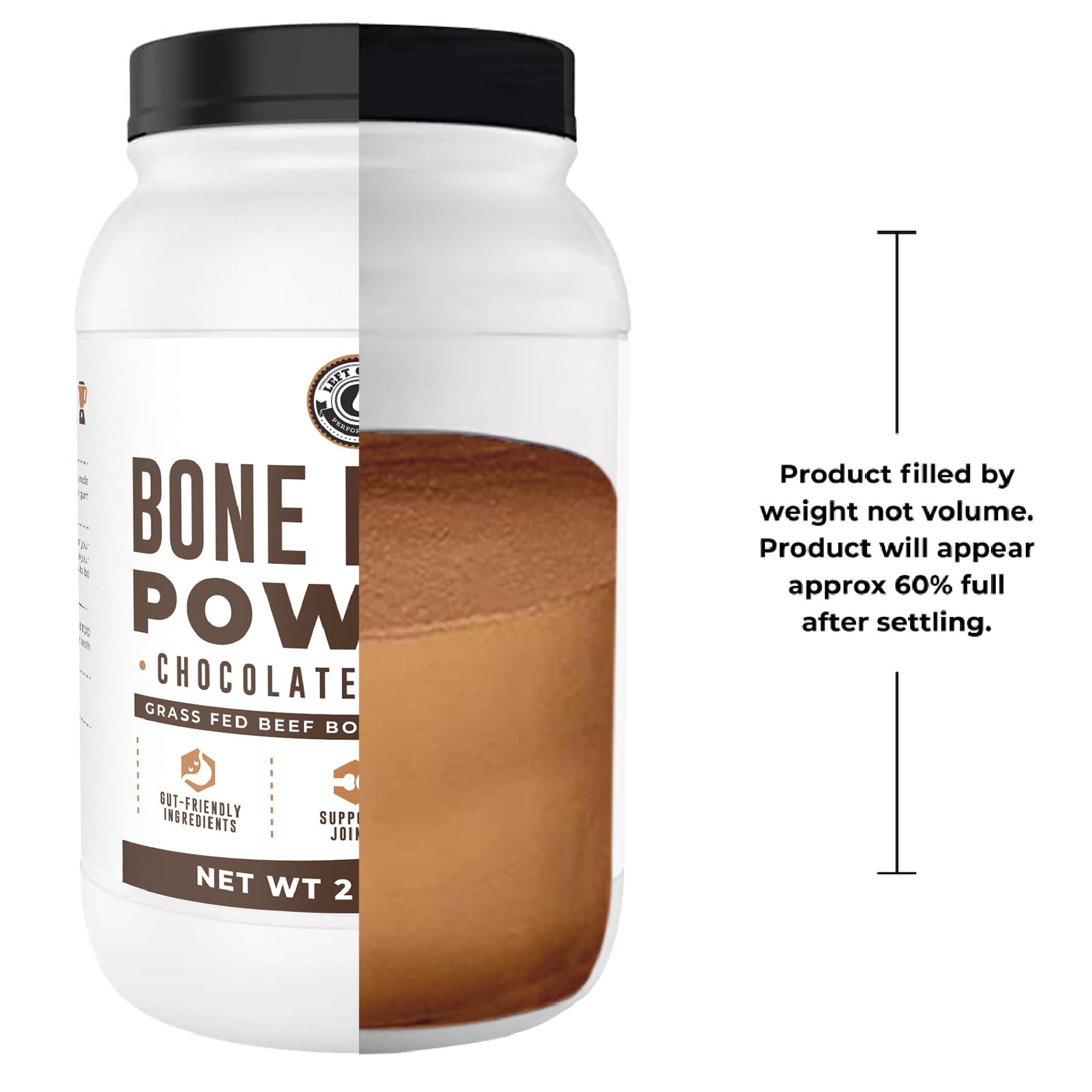 Left Coast Performance Bone Broth Protein Powder, Chocolate, Grass Fed 2lbs, 42 servings 17g protein, 13g Collagen. Low Carb, 2 net Carb, Dairy Free, Keto Friendly Bone Broth Protein Supplement with Collagen Types I & III
