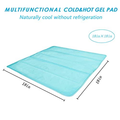 HI FINE CARE Ice Cooling Mat, Gel Cooling Cold Mat Pain Relief, Injuries Mesh Fabric Hot Cold Therapy Pack for Back, Shoulder, Knee, Belly Green 18in×18in (Green)