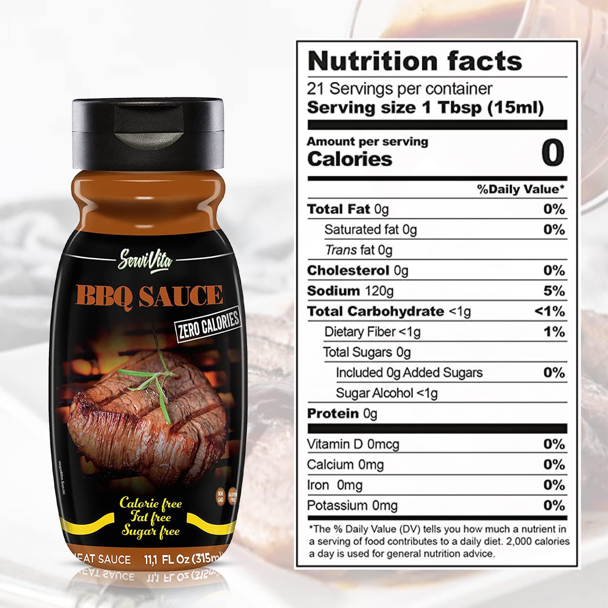 ServiVita Sugar Free BBQ Sauce - Sugar Free barbecue sauce - Zero Calories and Fat Free, 11.1 FL OZ - No Sugar BBQ Sauce - Gluten Free, Low Sodium, Low Carb - ServiVita