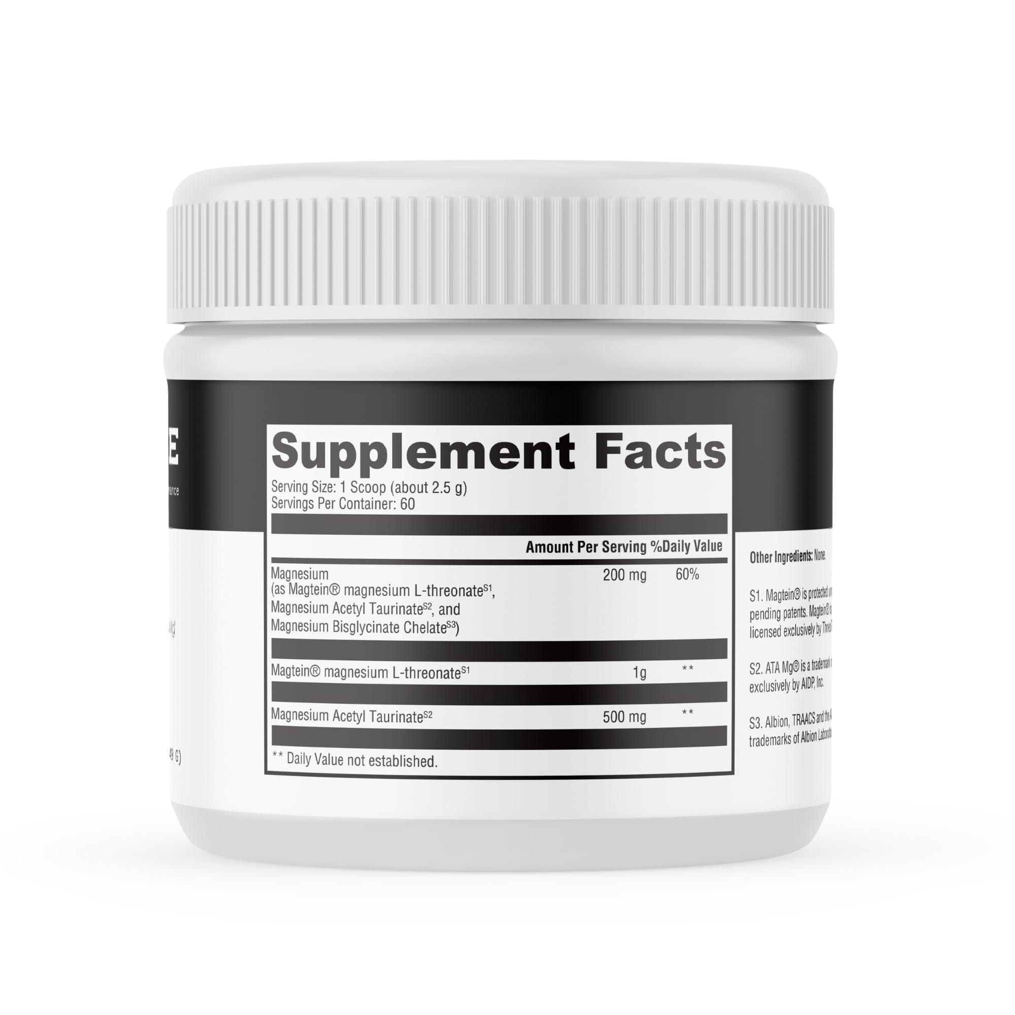 MYOXCIENCE Brain Mag Magnesium L-threonate Magtein & Magnesium glycinate Powder (Unflavored)