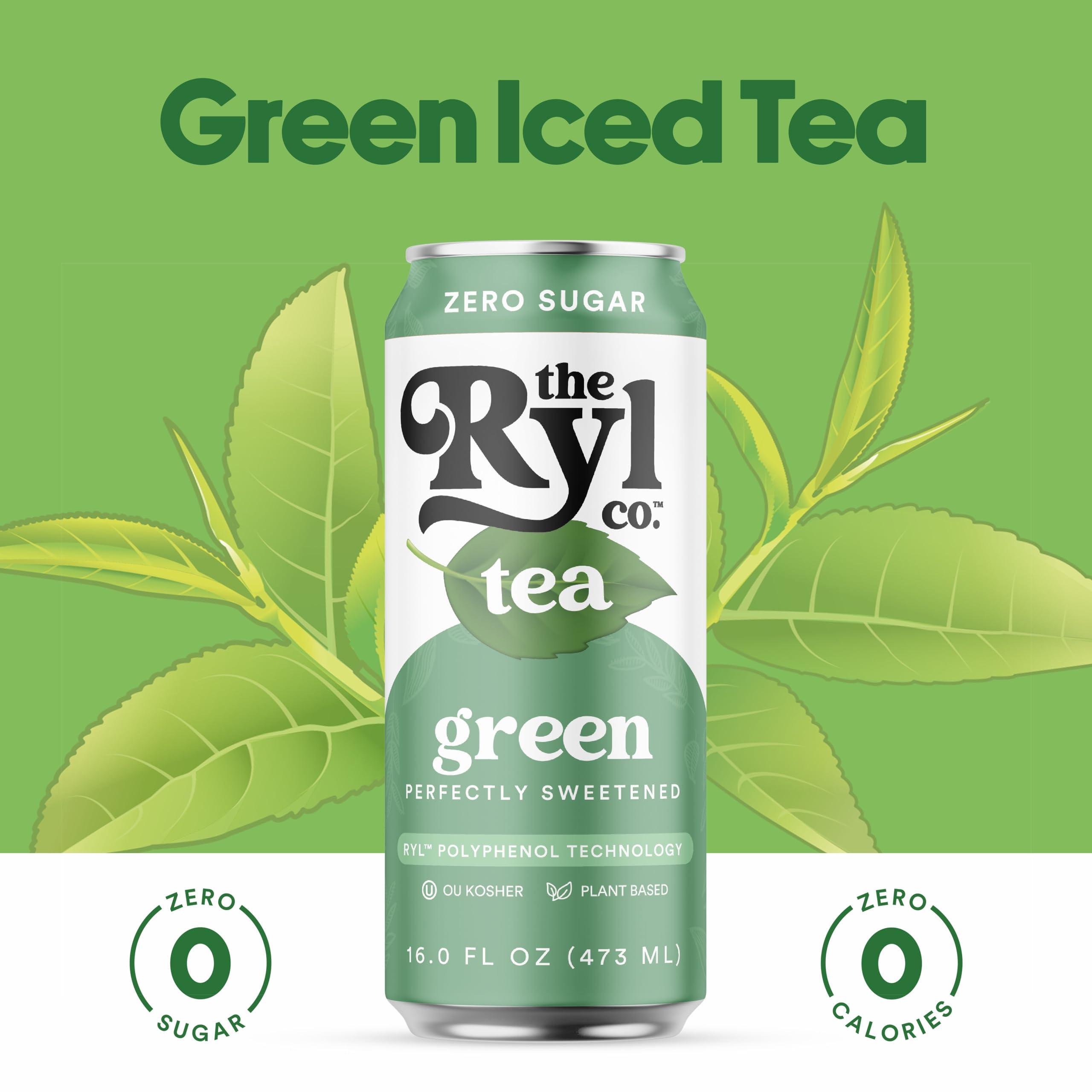 The Ryl Co Ryl Iced Tea, Green, Antioxidant Superblend, Zero Sugar, Low Carb, Zero Calorie Iced Tea, 16.0 Fl Oz (12-Pack)