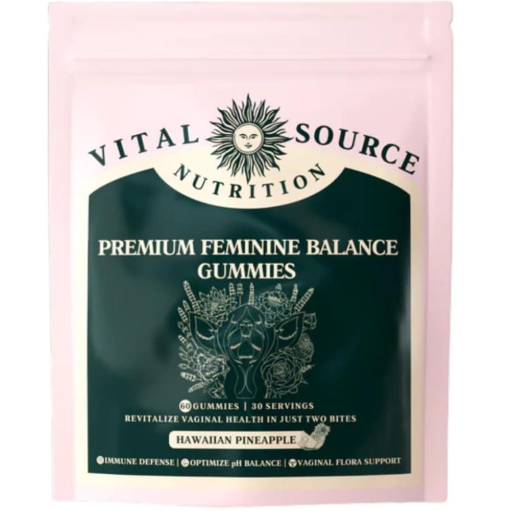 Vital Source Nutrition Vital Source Nutrition - Premium Feminine Balance Gummies - for Womens Health & Wellness - Immune Support - Vegan, Gluten-Free - Hawaiian Pineapple - 60 Gummies - 30 Servings