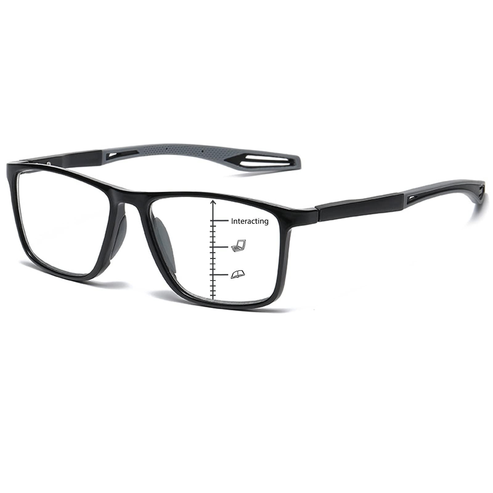 K.LAVER Photochromic Progressive Multifocus Reading Glasses unisex Lightweight Blue Light Blocking Multifocal Reader Flexible TR90 UV400 Protection Transition Sunglasses With Spring Hinges No Line Eyewear 3.0