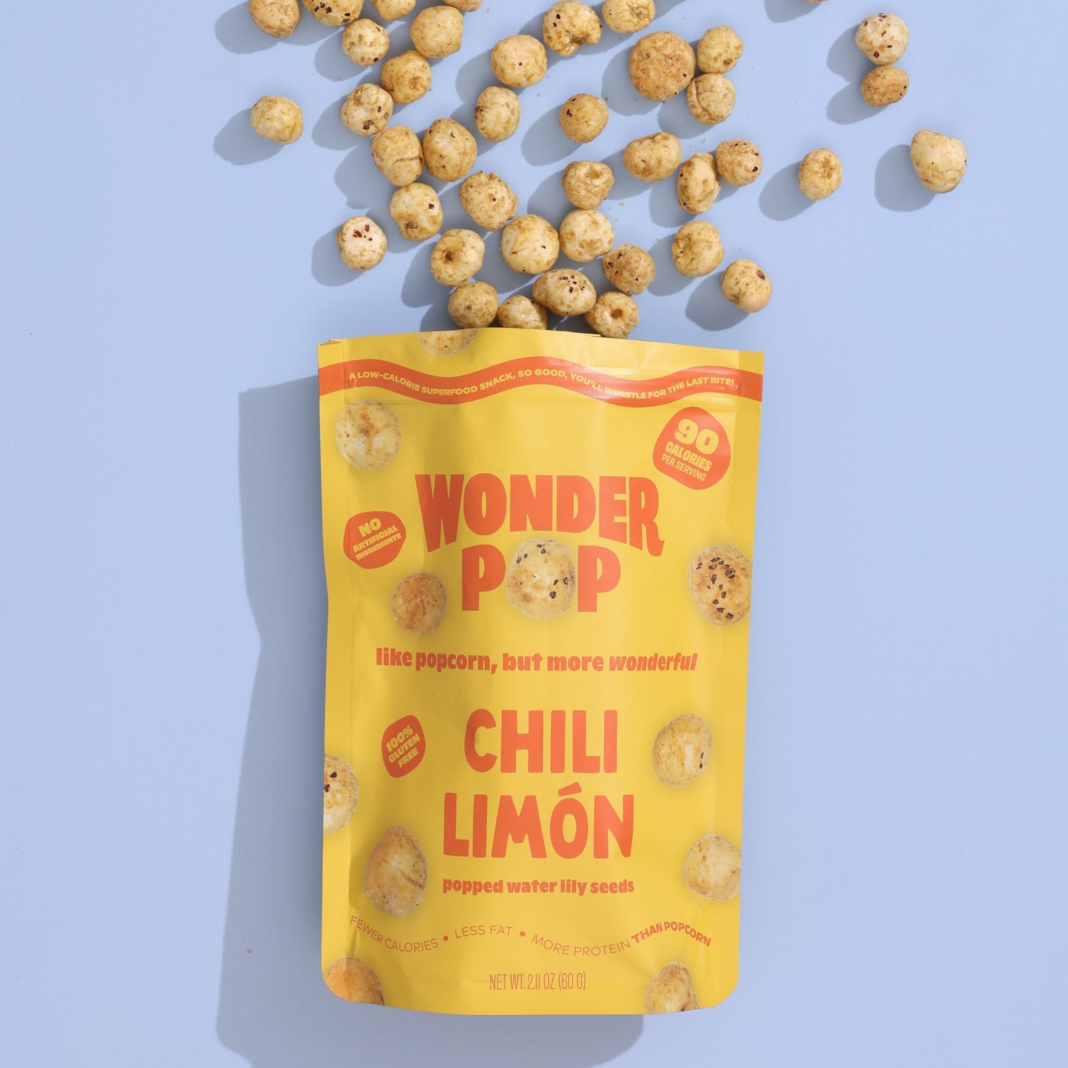 WonderPop WonderPop Popped Water Lily Seeds - | Low-Calorie Superfood Snack| Gluten Free, Nut Free| 2.11 oz (4 Pack) (chili limon)