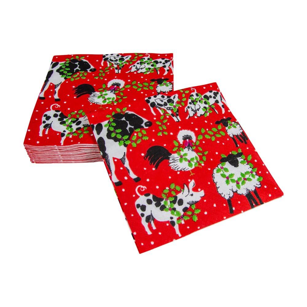 Caspari Caspari Christmas on the Farm Paper Cocktail Napkins - 20 Per Package