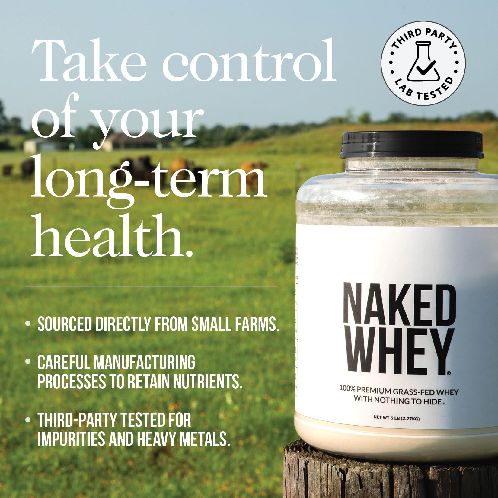 NAKED NAKED Whey Double Chocolate Grass Fed Whey Protein Powder, No GMO, No Soy, and Gluten Free. Nothing Artificial, Aid Growth and Recovery - 53 Servings