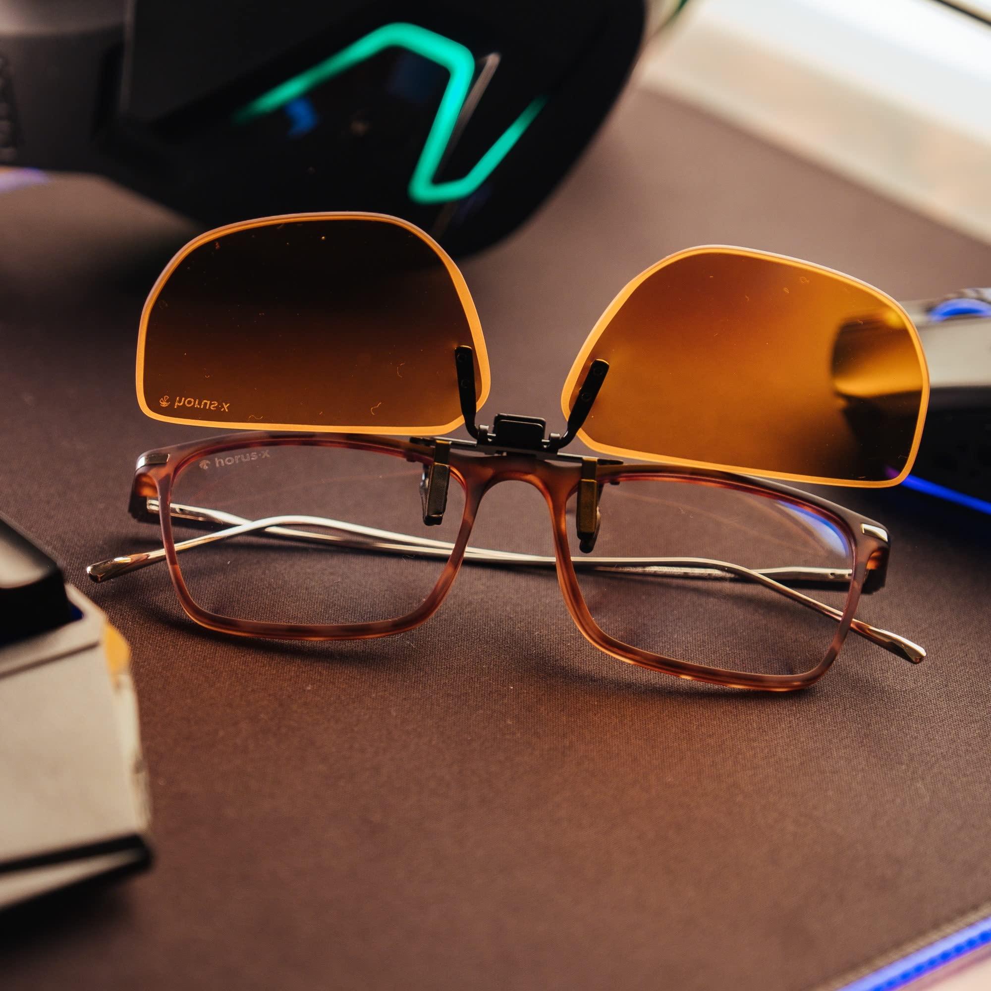 Horus X Horus X Anti Blue Light Clip-On Glasses |Gaming Glasses Shield Anti Fatigue Eyestrain Migraine | Amber Lenses