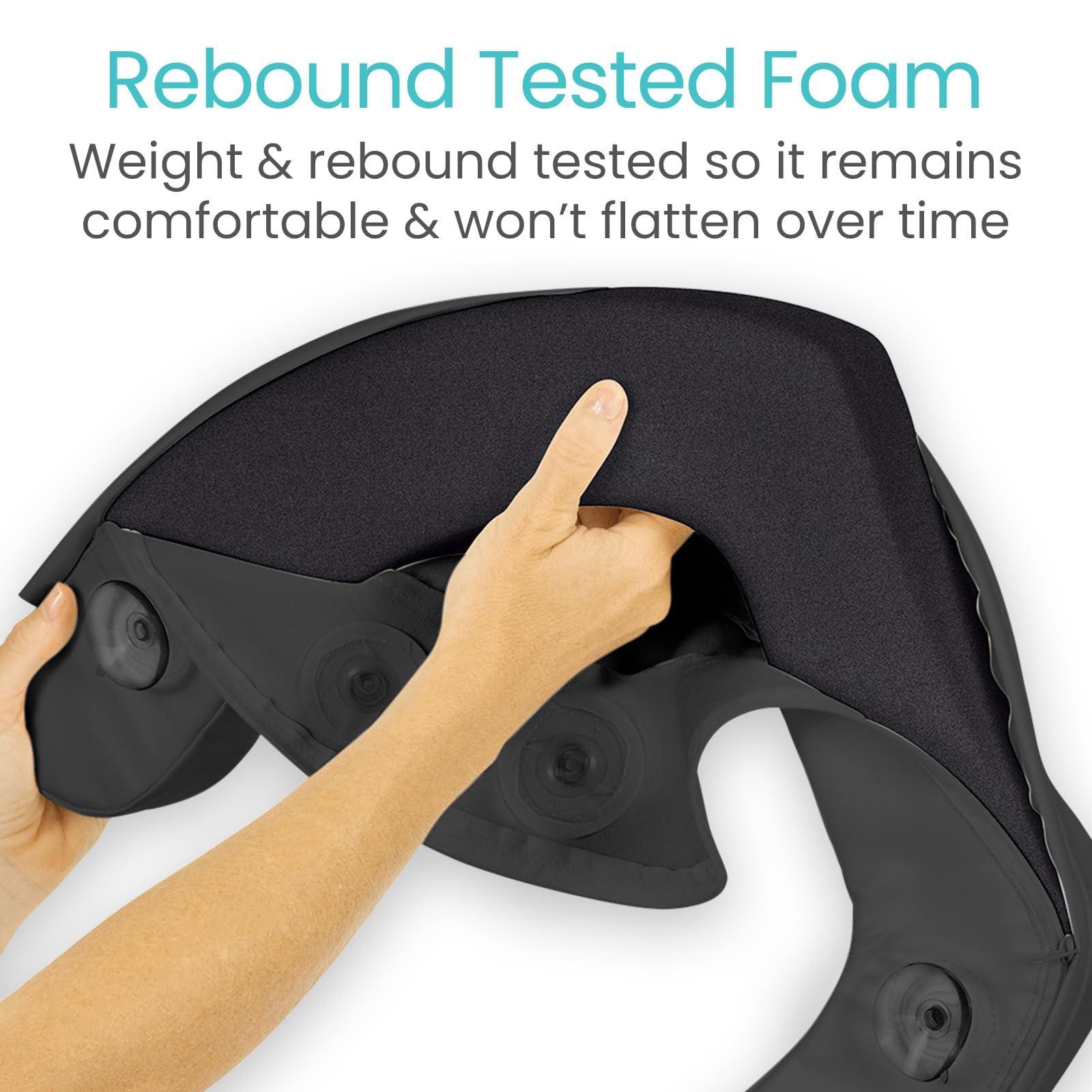 Vive Vive Toilet Seat Cushion (Soft Cushioned Foam) - Easy Clean Soft Padded Bathroom Attachment - Elongated, Standard Seats - Comfort and Support Donut for Handicap, Adults (2\" Cushioned Foam, Black)