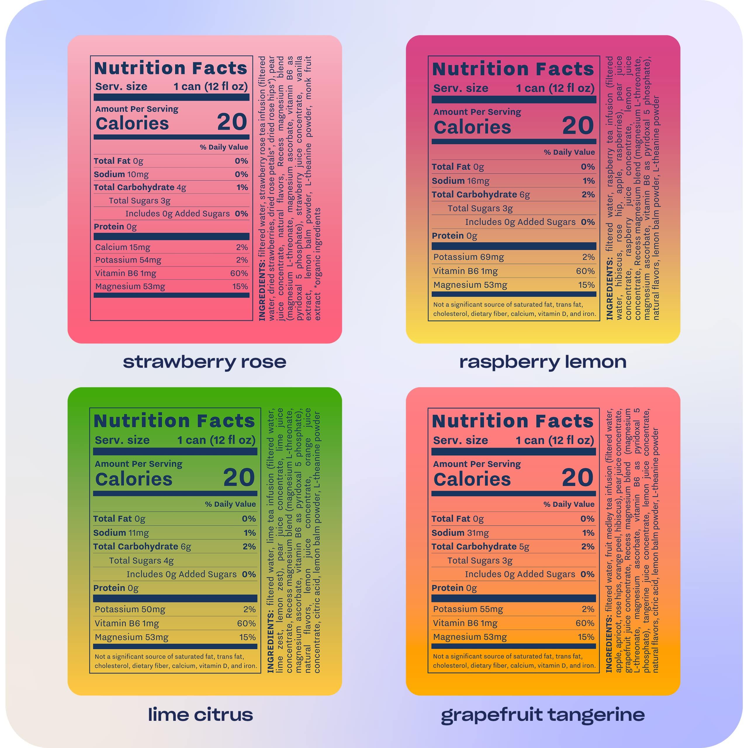 Recess Recess Mood Magnesium & Adaptogen Drink, Relaxation Beverage, 12 ounce (Variety Pack, 12 pack)