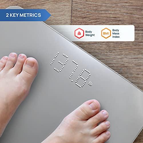inevifit INEVIFIT Smart Bathroom Scale, Highly Accurate Bluetooth Digital Bathroom Body Weight Scale, Precisely Measures Weight & BMI for Unlimited Users (S-Silver)