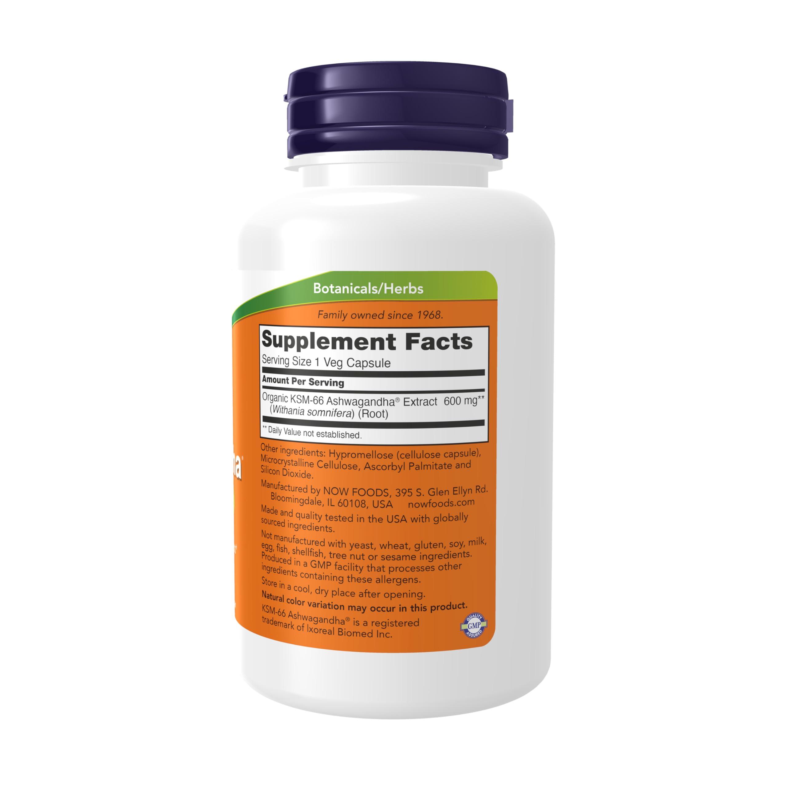 NOW Foods NOW Supplements, KSM-66 Ashwagandha, Stress and Sleep Support, 90 Veg Capsules