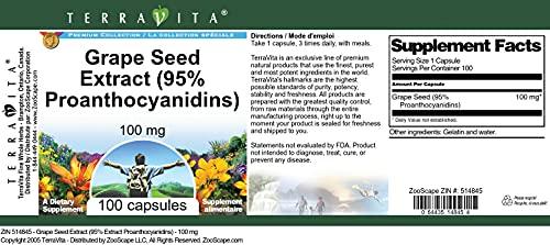 TerraVita Grape Seed Extract (95% Proanthocyanidins) - 100 mg (100 Capsules, ZIN: 514845) - 3 Pack