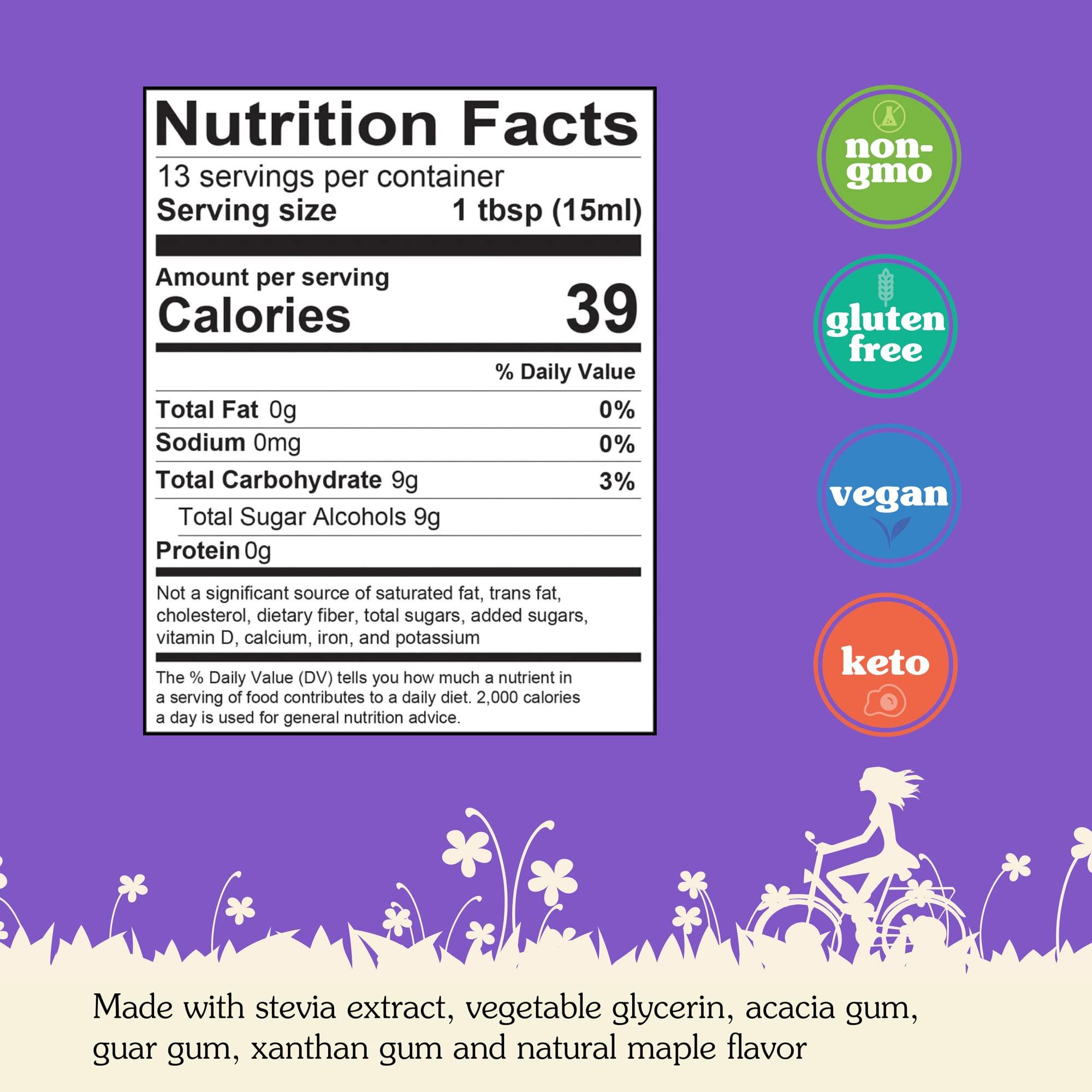 NuNaturals NuNaturals Stevia Syrup, Sugar-Free Sweetener, Plant-Based Sugar Substitute, Zero Calorie, Sugar-Free Syrup, Maple, 6.6oz (3-Pack)