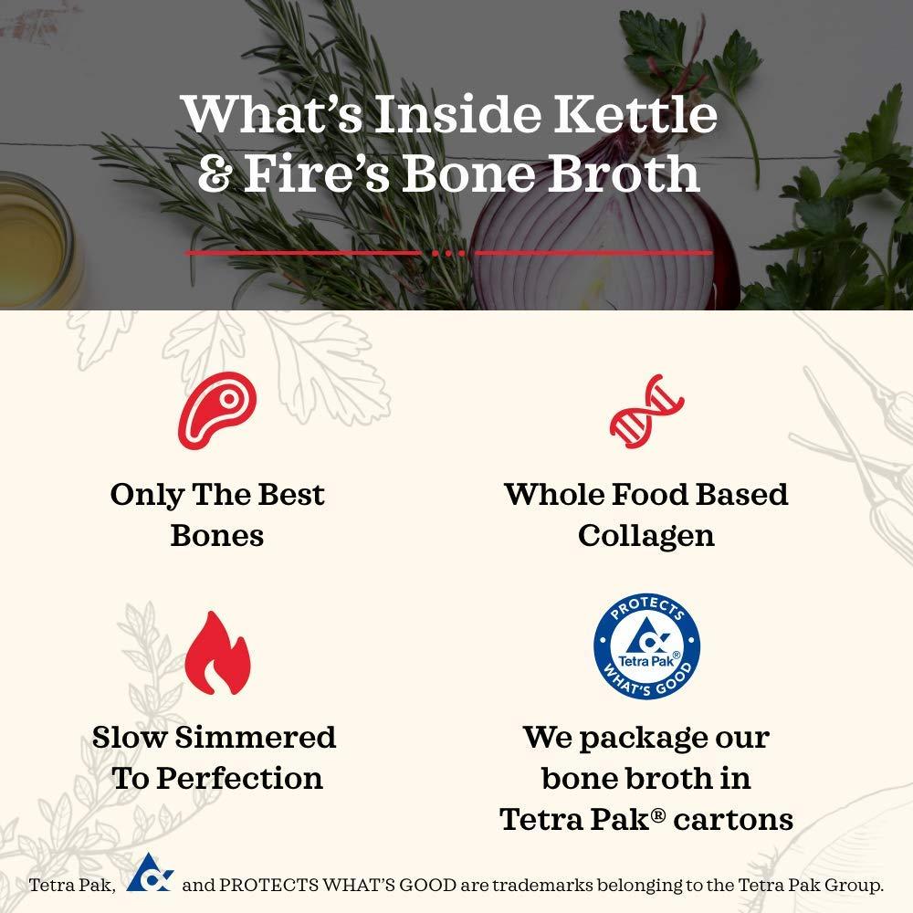 Kettle & Fire Kettle and Fire Mushroom Chicken Bone Broth, Keto, Paleo, Whole 30 Approved, Gluten Free, 19g of Protein, Natural Source of Collagen, Pack of 6