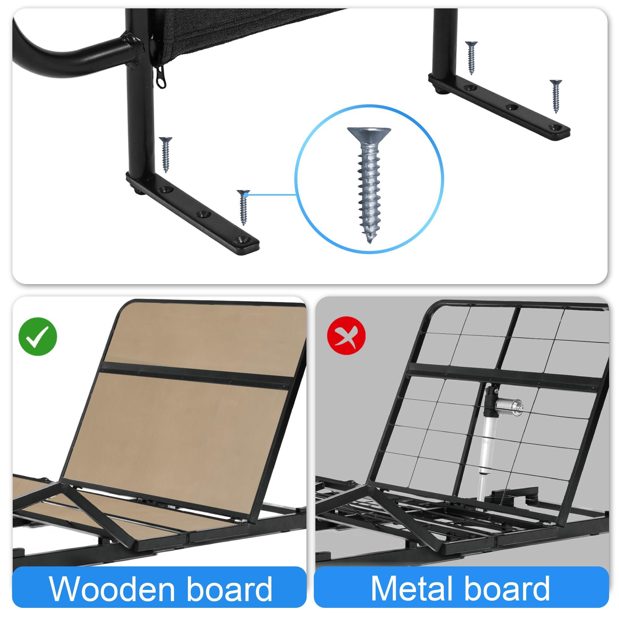 Skuehod Bed Side Rails for Adjustable Bed Base Pull Up Assist, Fit Wooden Base Only, for Mattress Under 12 Inches, Set of 2