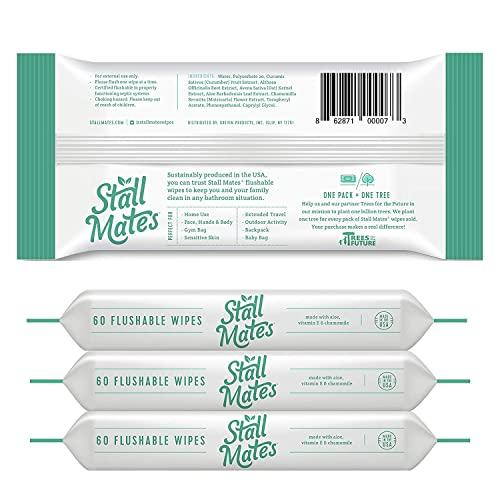 Stall Mates Wipes Stall Mates Wipes: Flushable Wipes | 60-Wipe Home Pack | Hypoallergenic | Unscented with Vitamin-E & Aloe | (4 Pack - 240 Wipes Total)