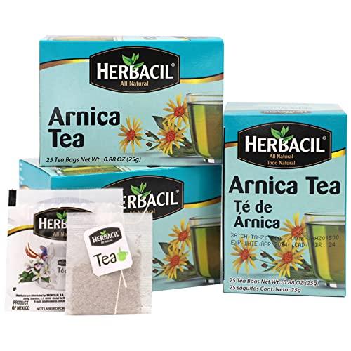 Herbacil Herbacil Arnica Tea, Caffeine-Free, 3-Pack, 0.88 Oz, 25 Tea Bags, Boxes (75 Tea Bags)