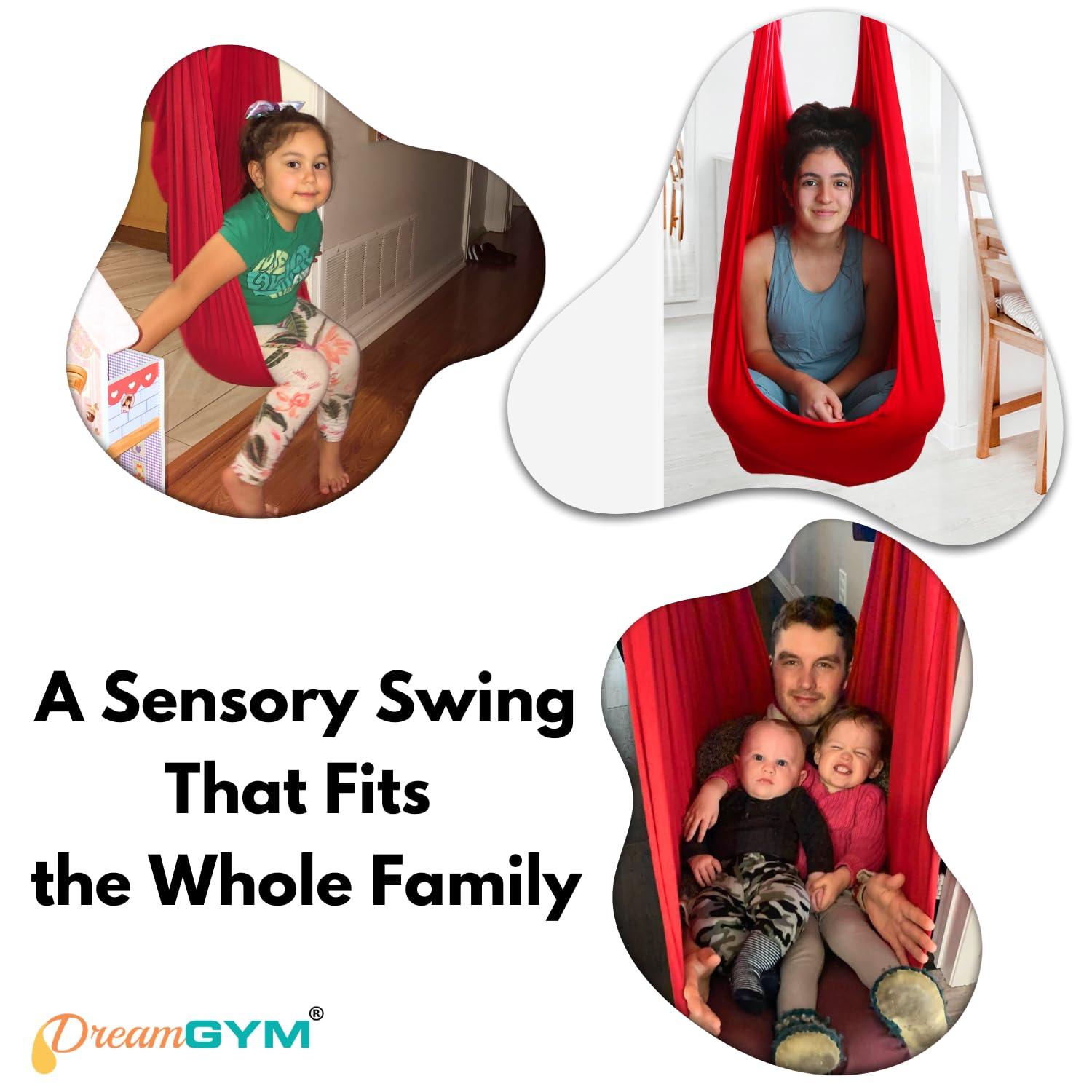 DreamGYM DreamGYM Doorway Sensory Swing - Red Therapy Compression Swing - 95% Cotton
