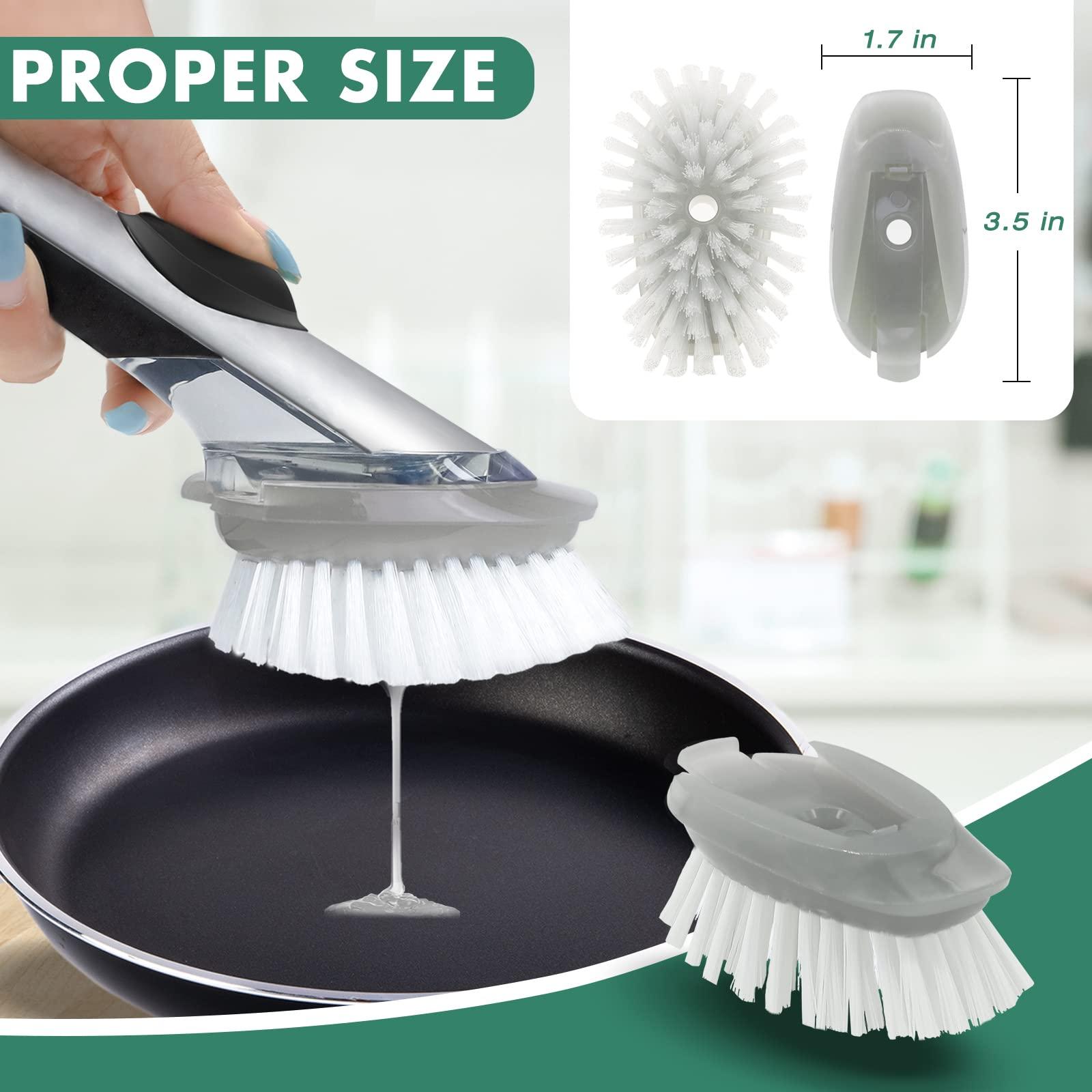 Pamrack Soap Dispensing Dish Brush Refills, 4 Pack Dish Brush Replacement Head for OXO Steel Soap Dispensing Dish Brush