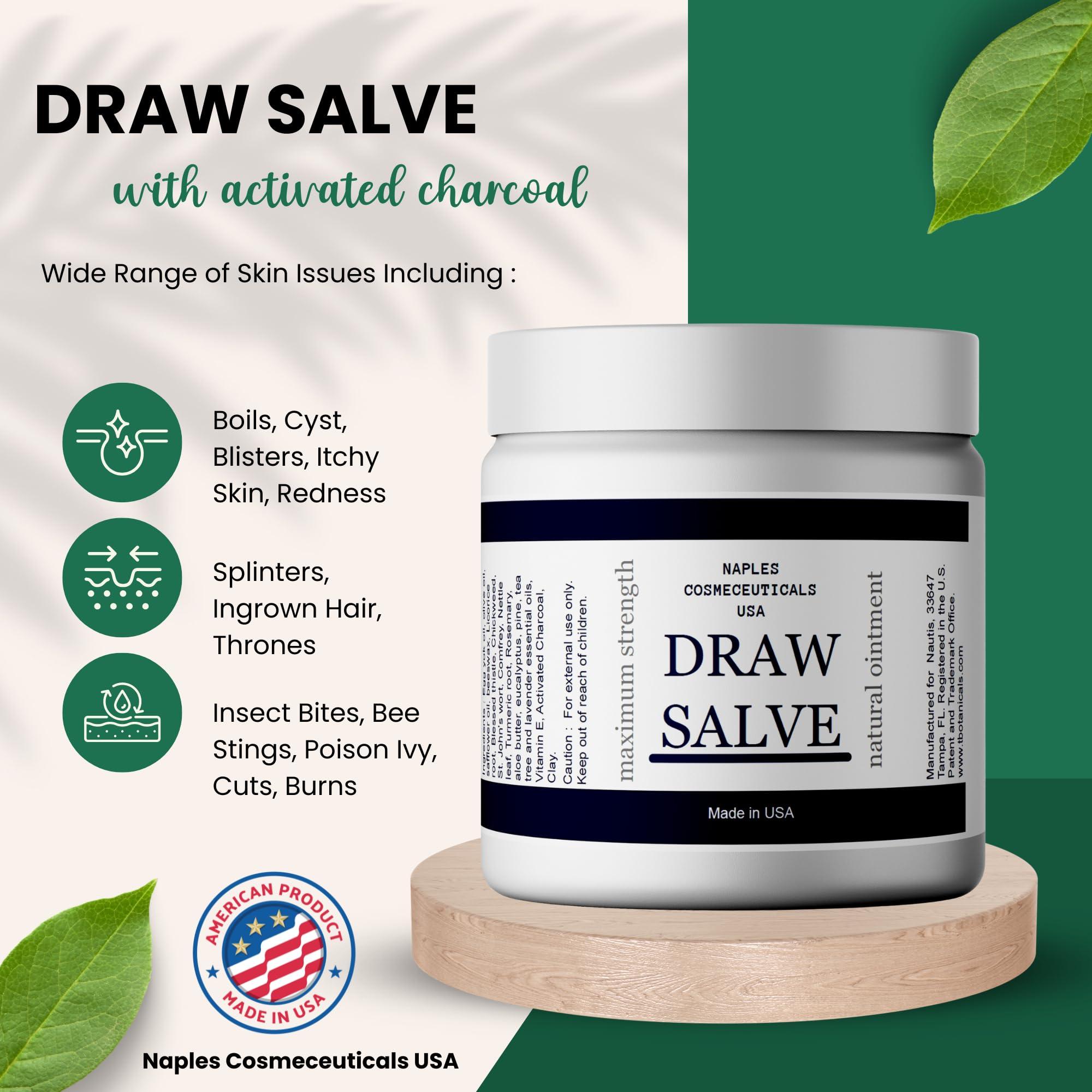 Naples Cosmeceuticals Drawing Salve for Boil Ease Cysts Splinters Burns Poison Ivy Ingrown Hair Fast Draw Ointment (2 oz)