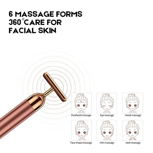 NUOMAN NUOMAN Beauty Bar 24k Rose Golden Electric Face Massager, T Shape Facial Massager Tools for Face Arm Eye Nose Head Massager