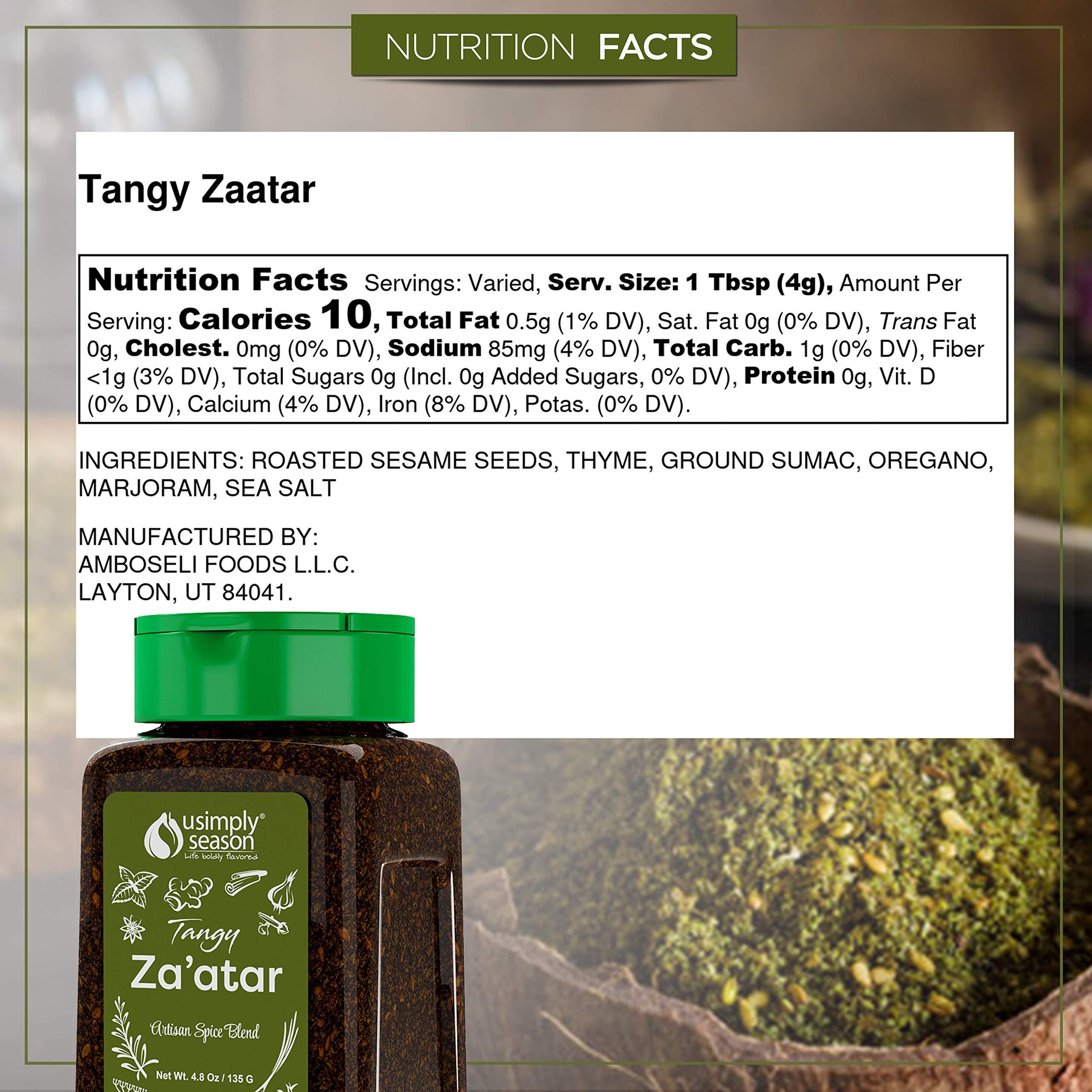 USIMPLY SEASON LIFE BOLDLY FLAVORED USimplySeason Tangy Zaatar Spice (4.8 oz) - Zesty Mediterranean Seasoning, Perfect for Bread, Hummus, and Salads - Vegan, Non-GMO, Made in USA