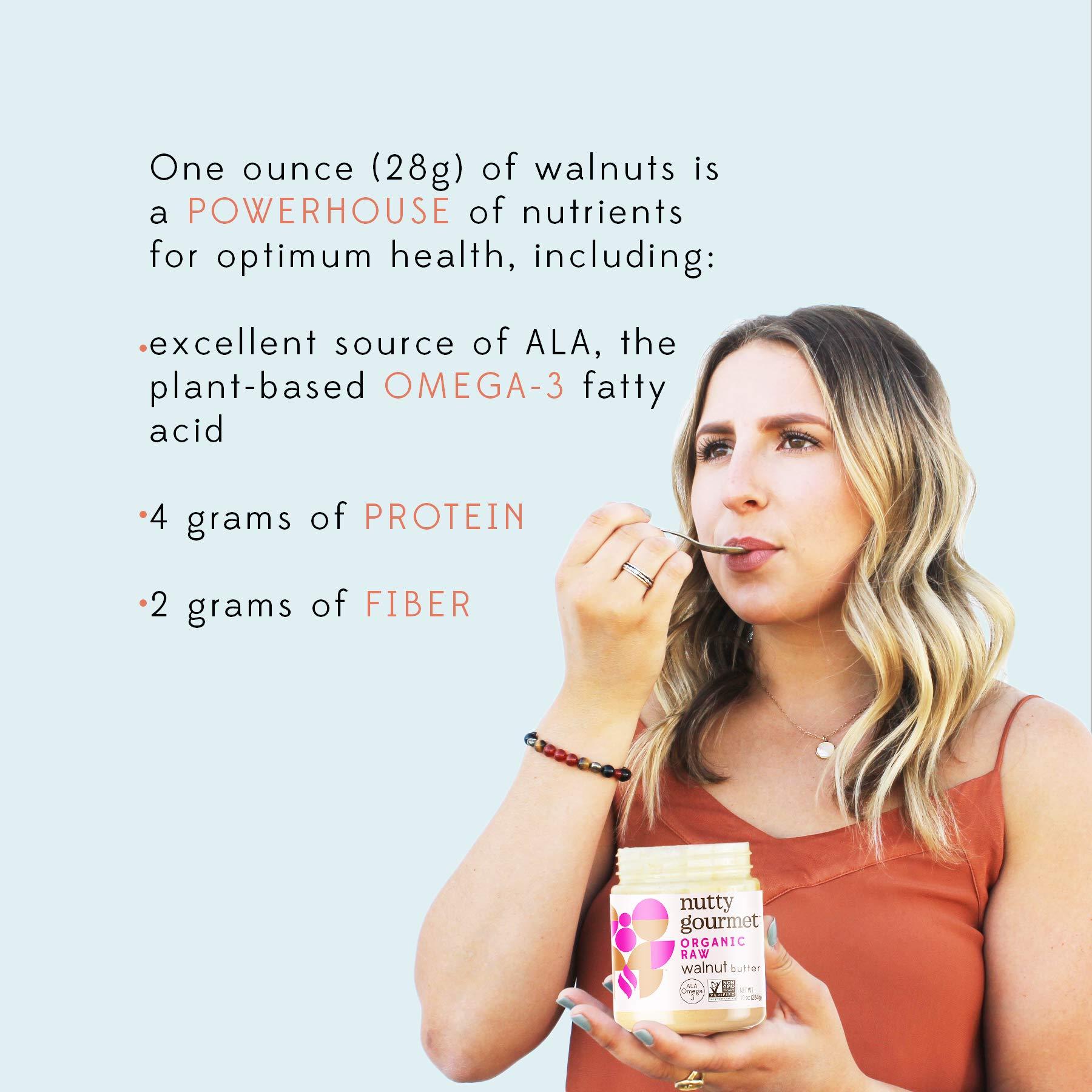 The Nutty Gourmet Nutty Gourmet Organic Walnut Butter - Raw Nut Butter - No Added Sugar - Unsalted - All Natural - Peanut Free - Vegan - California Grown Walnuts - Keto Snack - Gluten Free (10oz, 1 Pack)