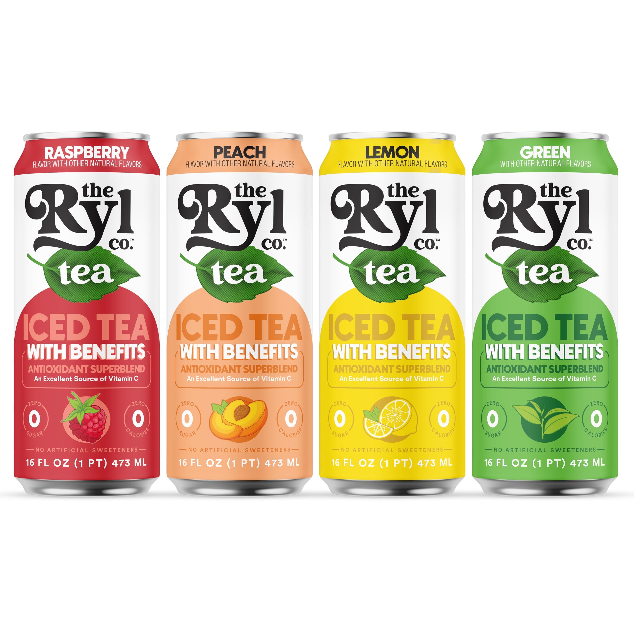 The Ryl Co Ryl Iced Tea, Variety Pack, Antioxidant Superblend, Zero Sugar, Low Carb, Zero Calorie Iced Tea, 16.0 Fl Oz (12-Pack)