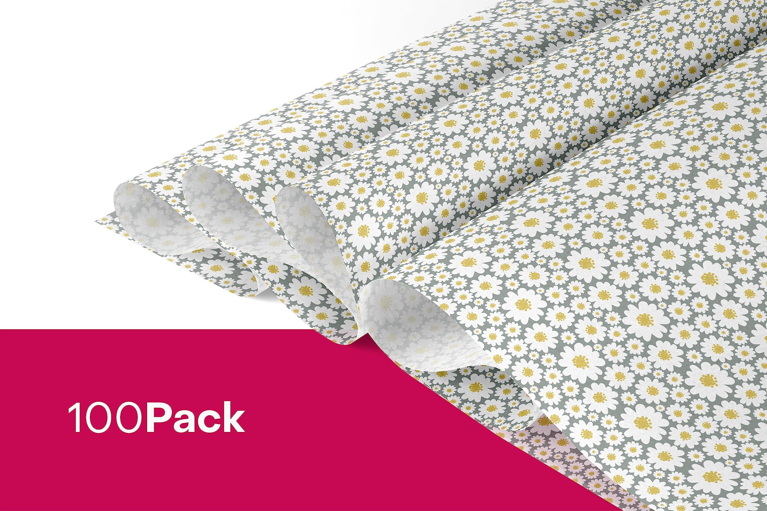 Package Mint Package Mint Floral Tissue Paper for Gift Wrapping (100 Sheets, 20x30 inch)-Colored, Decorative, Daisy Print Tissue Paper for Gift Bags, Packaging, and Small Business