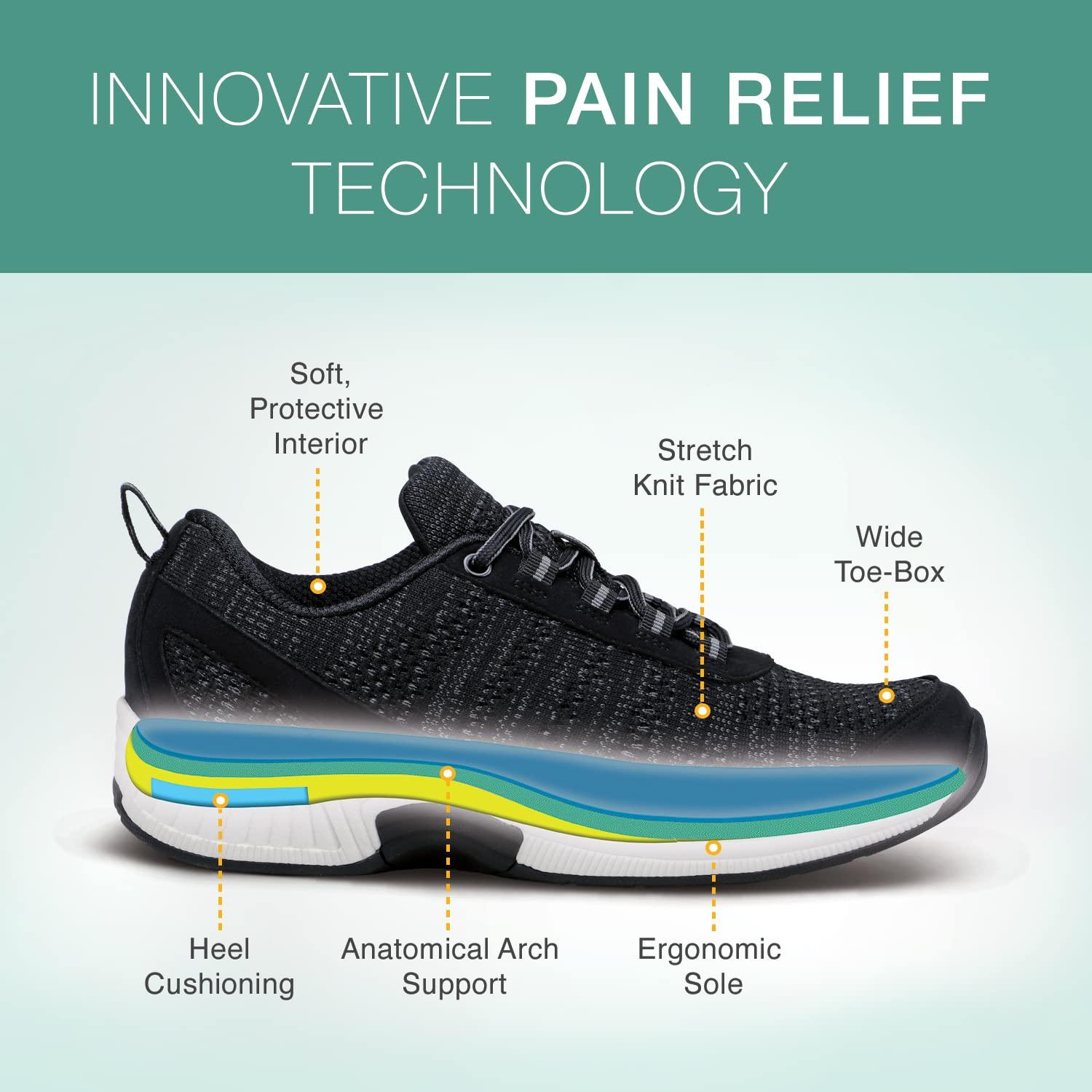 Orthofeet Orthofeet Men\'s Orthopedic Black Knit Lava Sneakers, Size 13 Wide