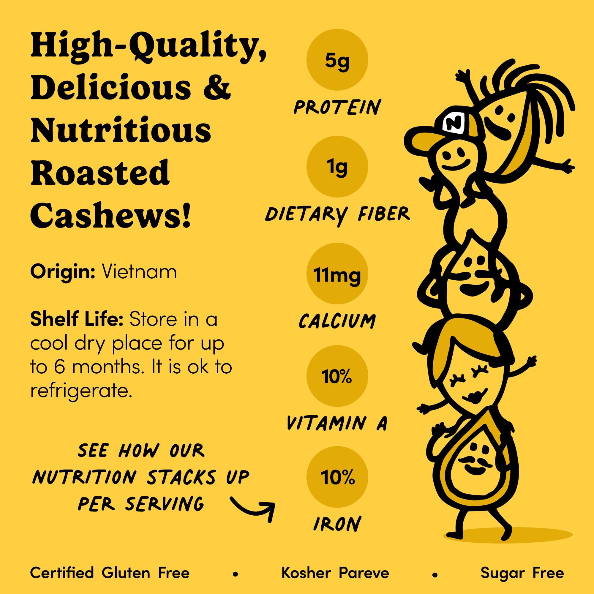 Nuts.com Nuts.com Roasted Cashews (Salted Single Serve) Creamy & Savory Flavor, Healthy Snack for Adults & Kids, Good Source of Protein, Fiber, Calcium, Iron & Healthy Fats Vegan & Gluten-Free 2 Lb Bag