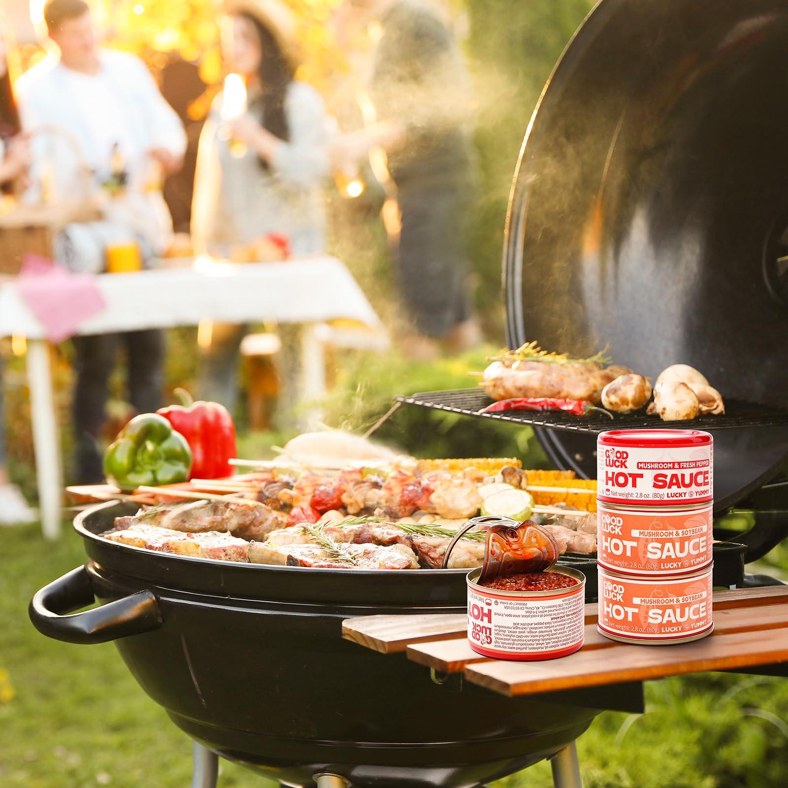 GOOD LUCK GOOD LUCK Mushroom Hot Sauce, Spicy Chili Oil and Chili Paste with High-Grade Mushroom Instant Mushroom Sauce, Chopped Chili Sauce,Fresh Pepper,Soybean,Garlic