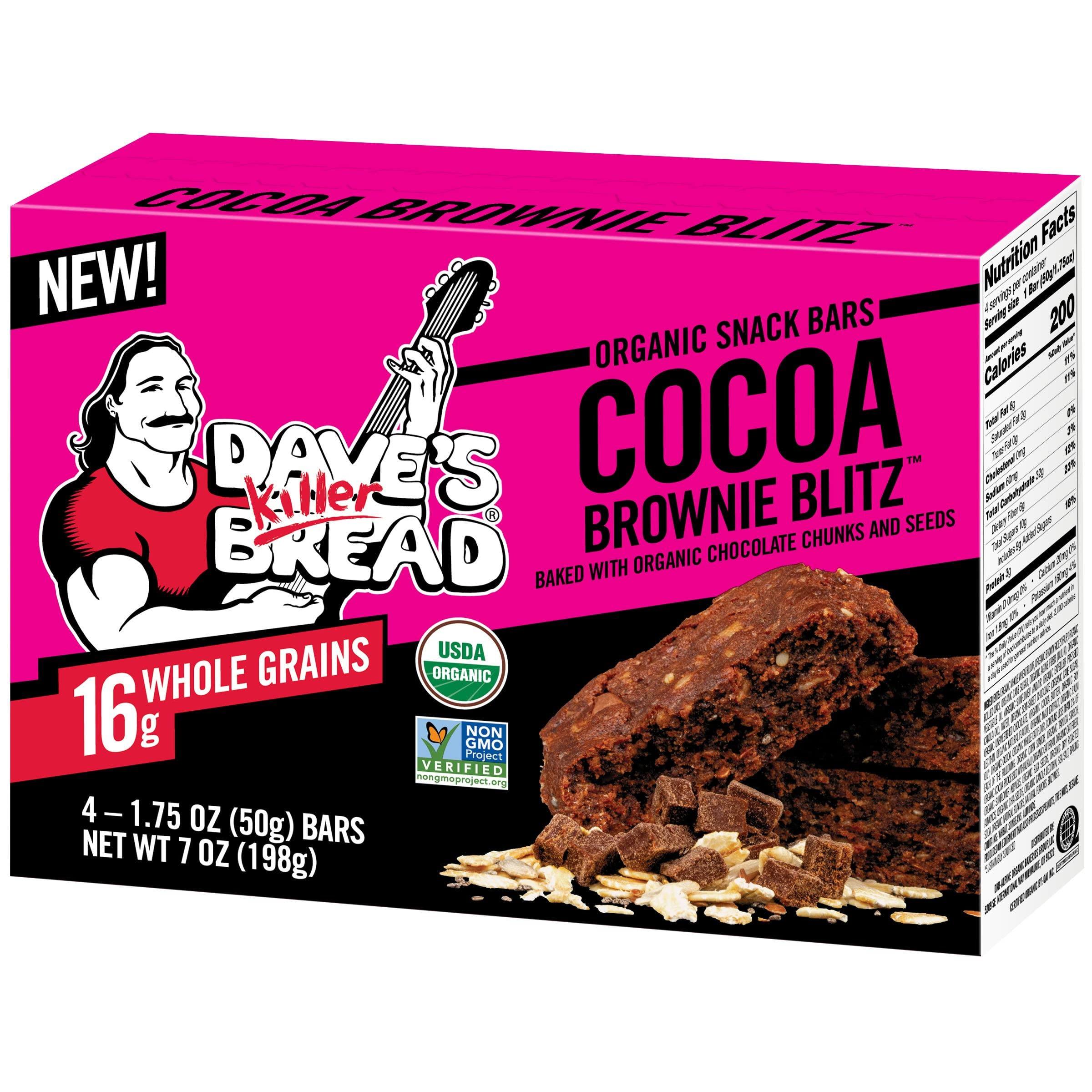 Dave\'s Killer Bread Dave\'s Killer Bread Cocoa Brownie Blitz Organic Snack Bars, 4 Individually Wrapped Snack Bars (Pack of 1)