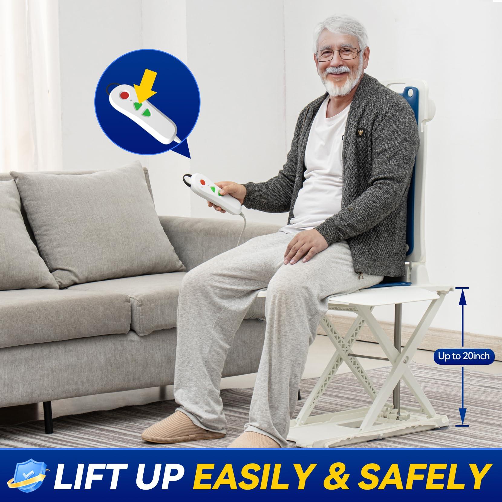 Oiameen Oiameen Electric Chair Lift, Up to 20inch Floor Lift for Elderly Falls with Remote Control, IP68 Waterproof Bath Tub Lift for Seniors, Up to 300lbs Lift Chair, for Home Floor Bathtub, 2nd Gen Version