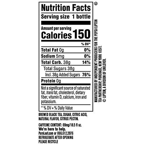 Pure Leaf Pure Leaf Iced Tea, Sweetened Lemon, Real Brewed Tea, 18.5 Fl Oz Bottles (Pack of 12)
