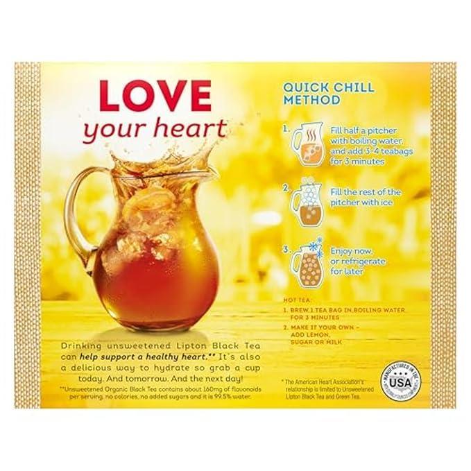 Lipton Lipton Tea Bags For a Iced or Hot Tea Organic Black Tea Iced or Hot Tea that Can Help Support a Healthy Heart 5.9 oz 72 Count