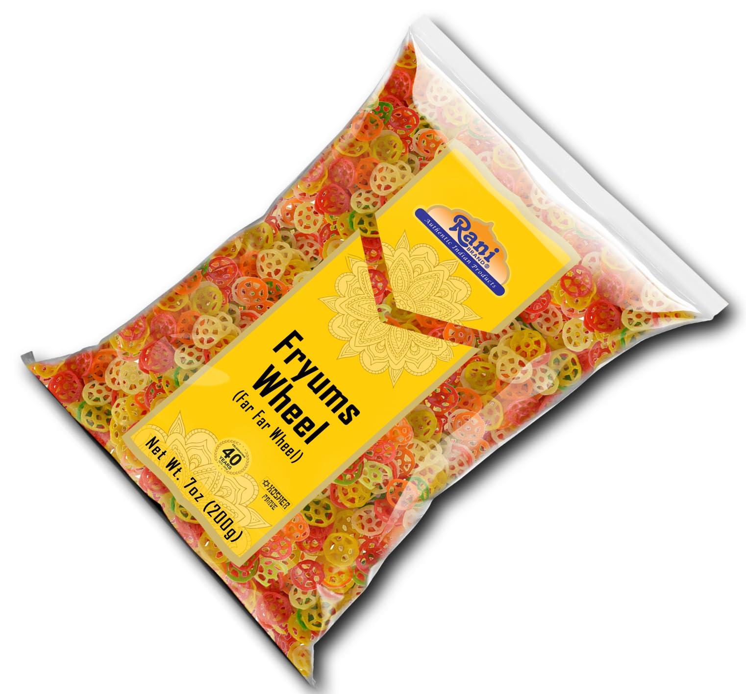 Rani Brand Authentic Indian Products Rani Far Far/Fryums (Wheat & Tapioca Pellet) Wheel Shape 7oz (200g) ~ Vegan, Kosher, Uncooked, Used to Make Papad, Bhungra/Chip Snack