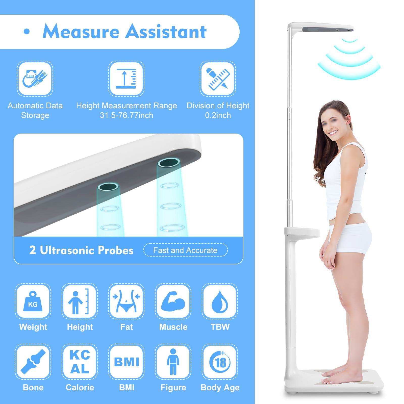 DONSU Digital Weight Scale 200Kg/400Lbs,Professional Physician Office Medical Measure Height,BMI Body Fat Measurement Device+Rod