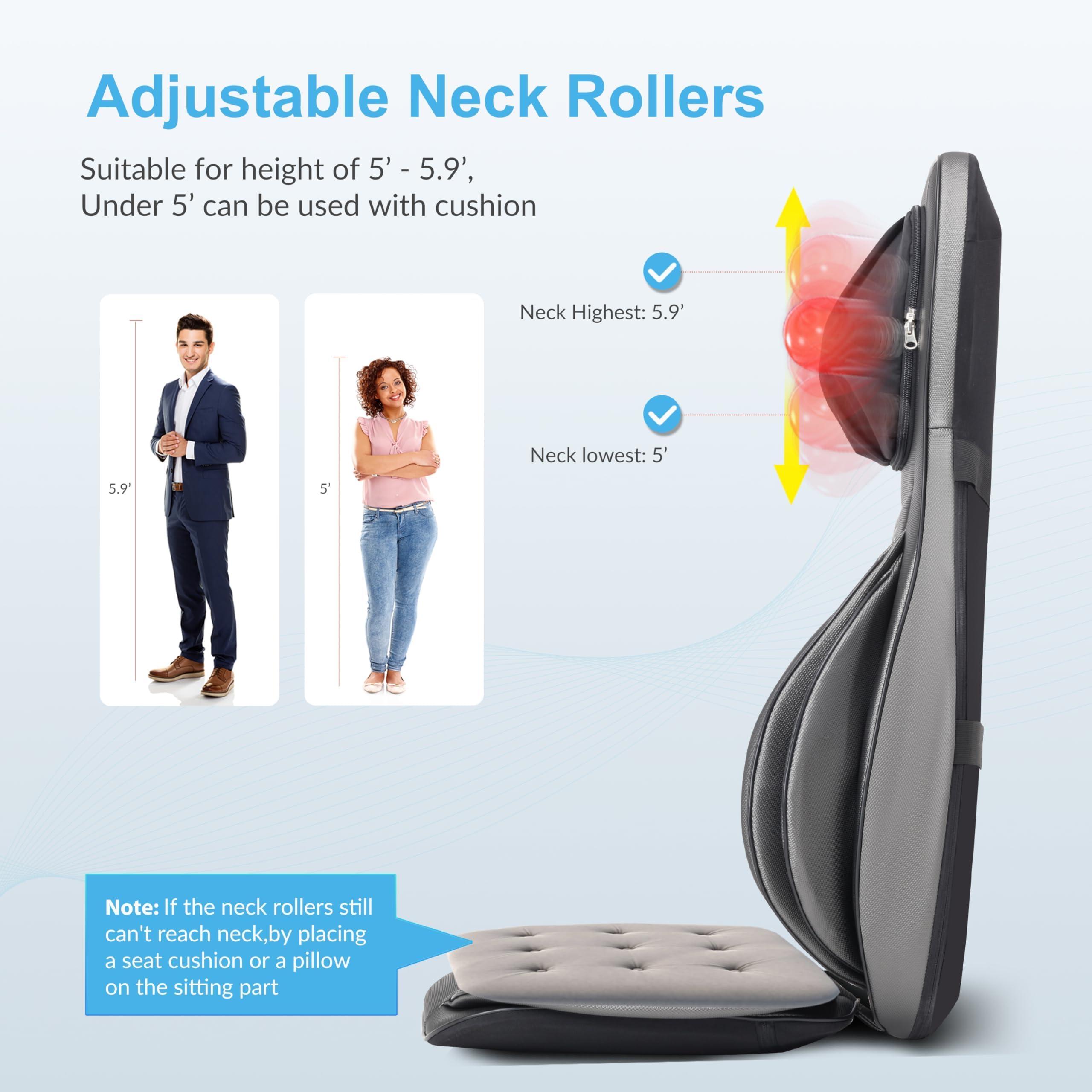COMFIER COMFIER Shiatsu Neck Back Massager with Heat, 2D ro 3D Kneading Massage Chair Pad, Adjustable Compression Seat Massager for Full Body Relaxation, Christmas Gifts for Dad Mom Women Men,Dark Gray