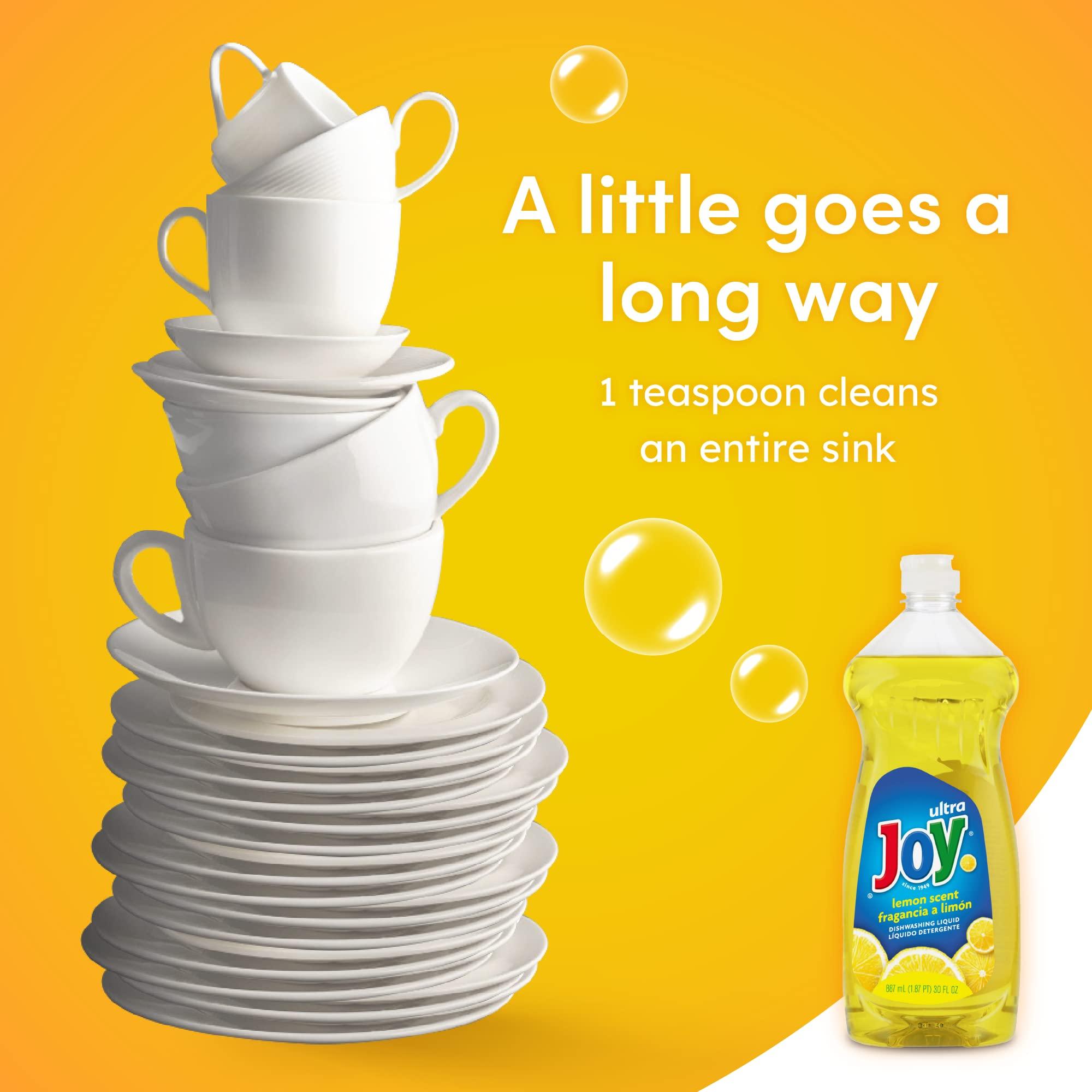 JOY JOY Ultra Dish Soap Liquid - Ultra Strength Dishwashing Soap - Large Dish Soap - Lemon Fresh Scent - 30 Fl. Oz - (Pack of 3)