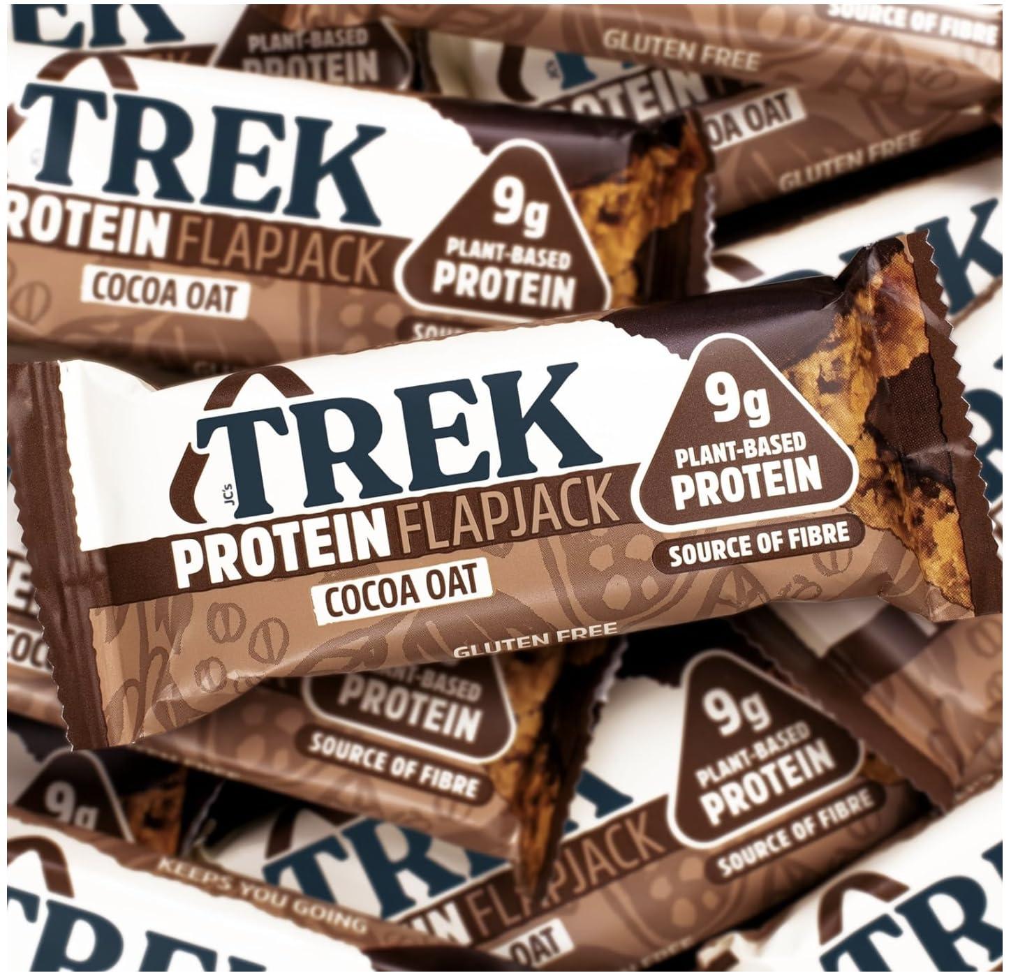 AmazValue Global Trek High Protein Flapjack Cocoa Oat 50g (Pack of 16 Bars)- Gluten Free - Vegan Snack